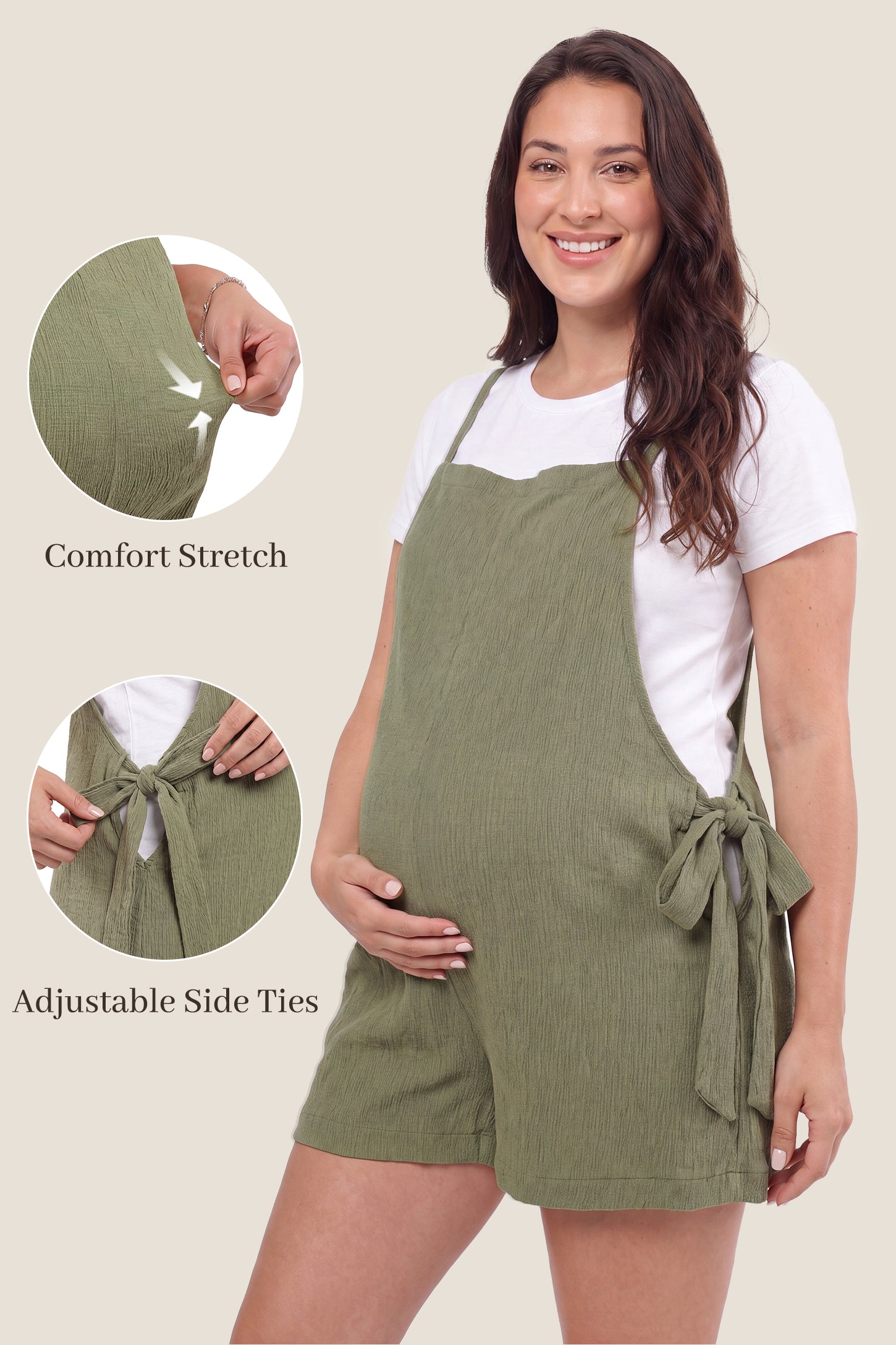 Spaghetti Strap Tie-Side Maternity Romper