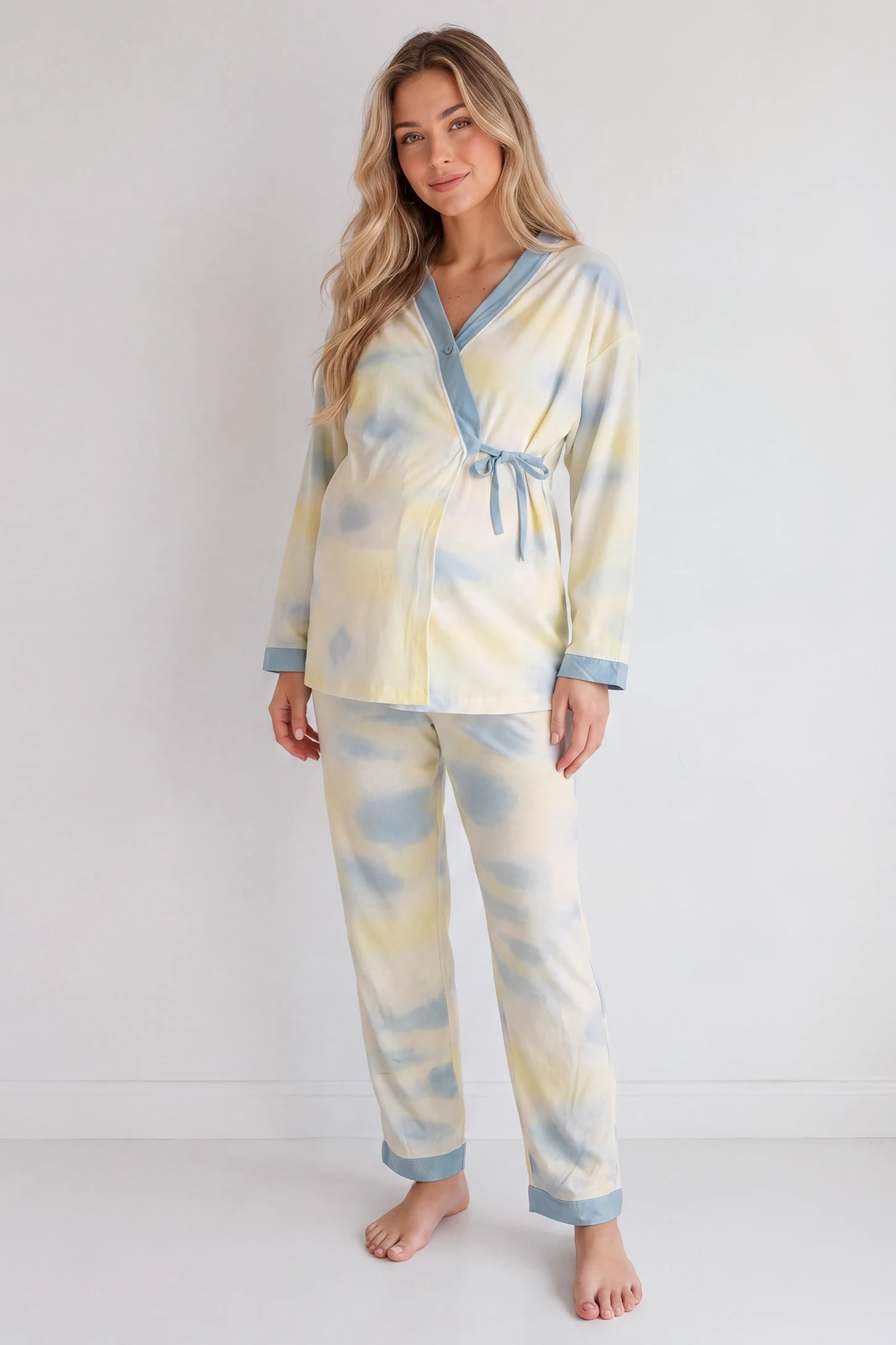 Cotton Tie-Dye Maternity & Nursing Pajama Set