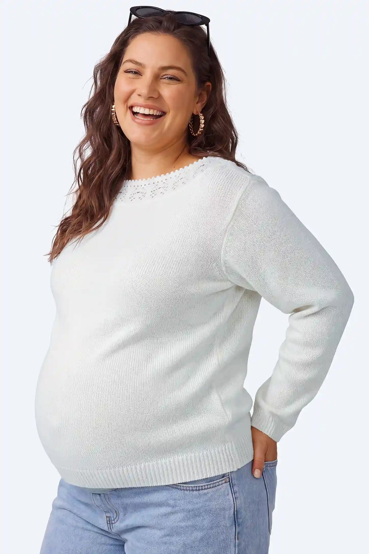 Maternity Open-Work Knit Sweater