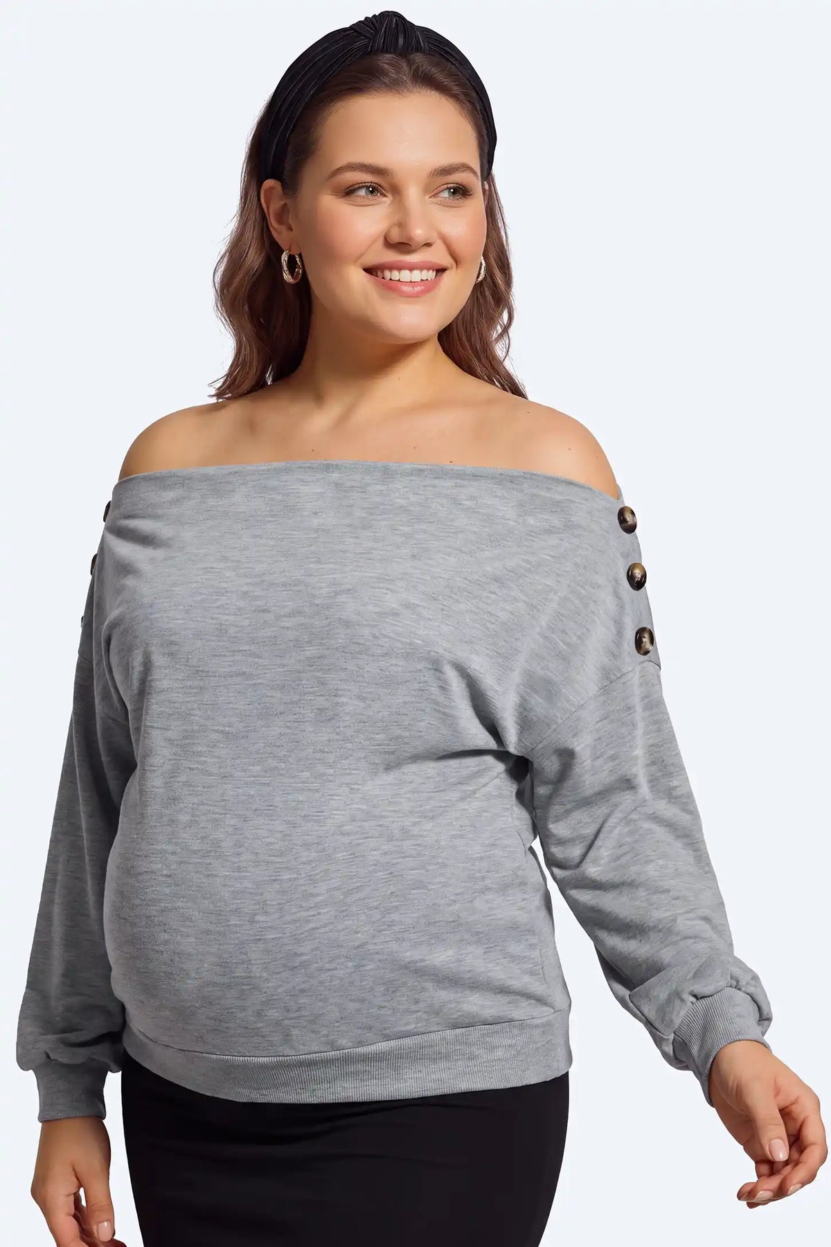 Off-The-Shoulder Slouchy Maternity Sweatshirt