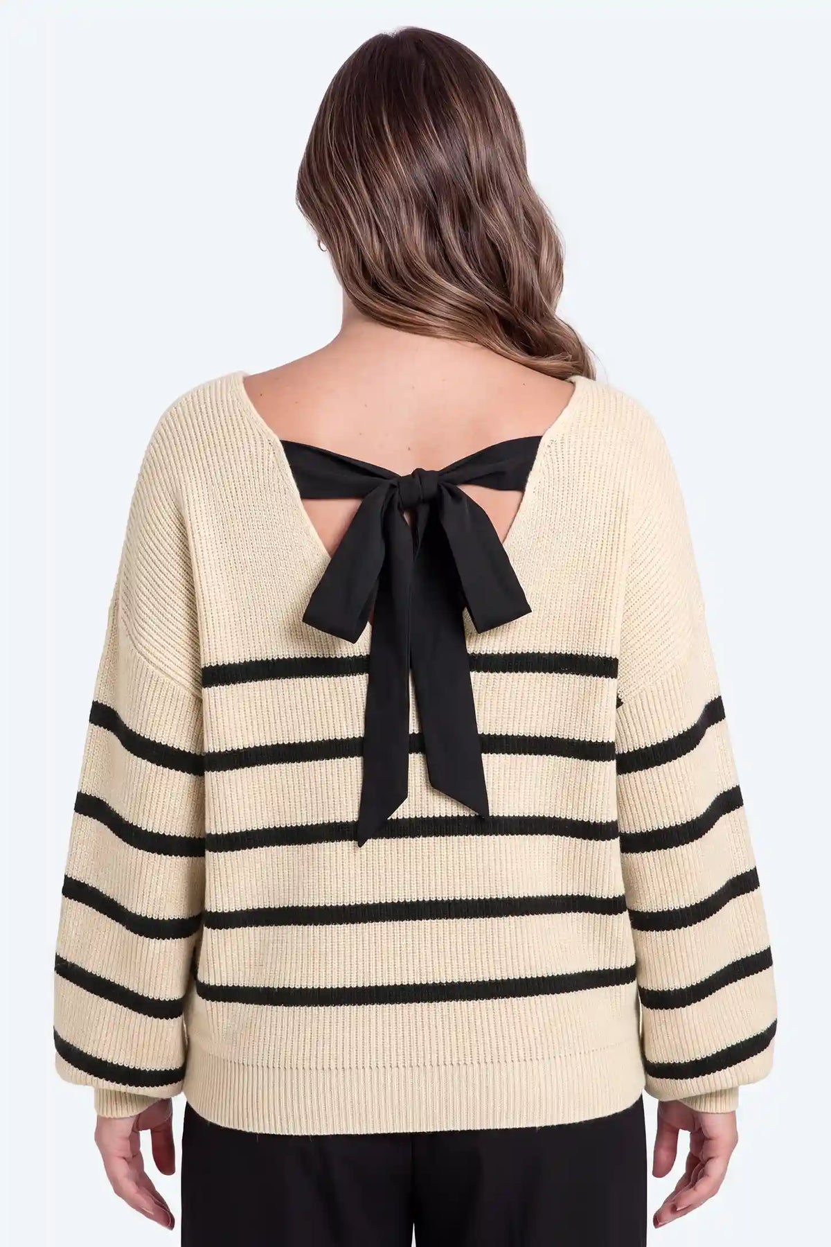 Striped Bow-Back Maternity Sweater