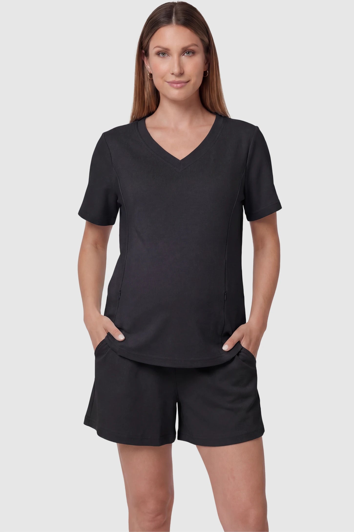 Soft Stretch Short Sleeve Maternity & Nursing Lounge Set