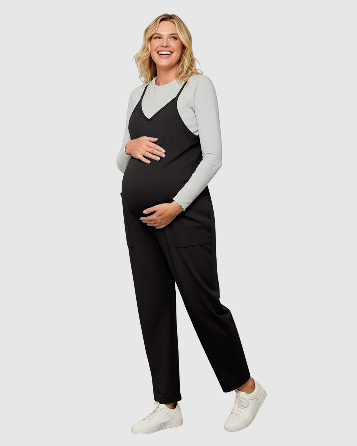 Oversized Adjustable Strap Maternity Jumpsuit