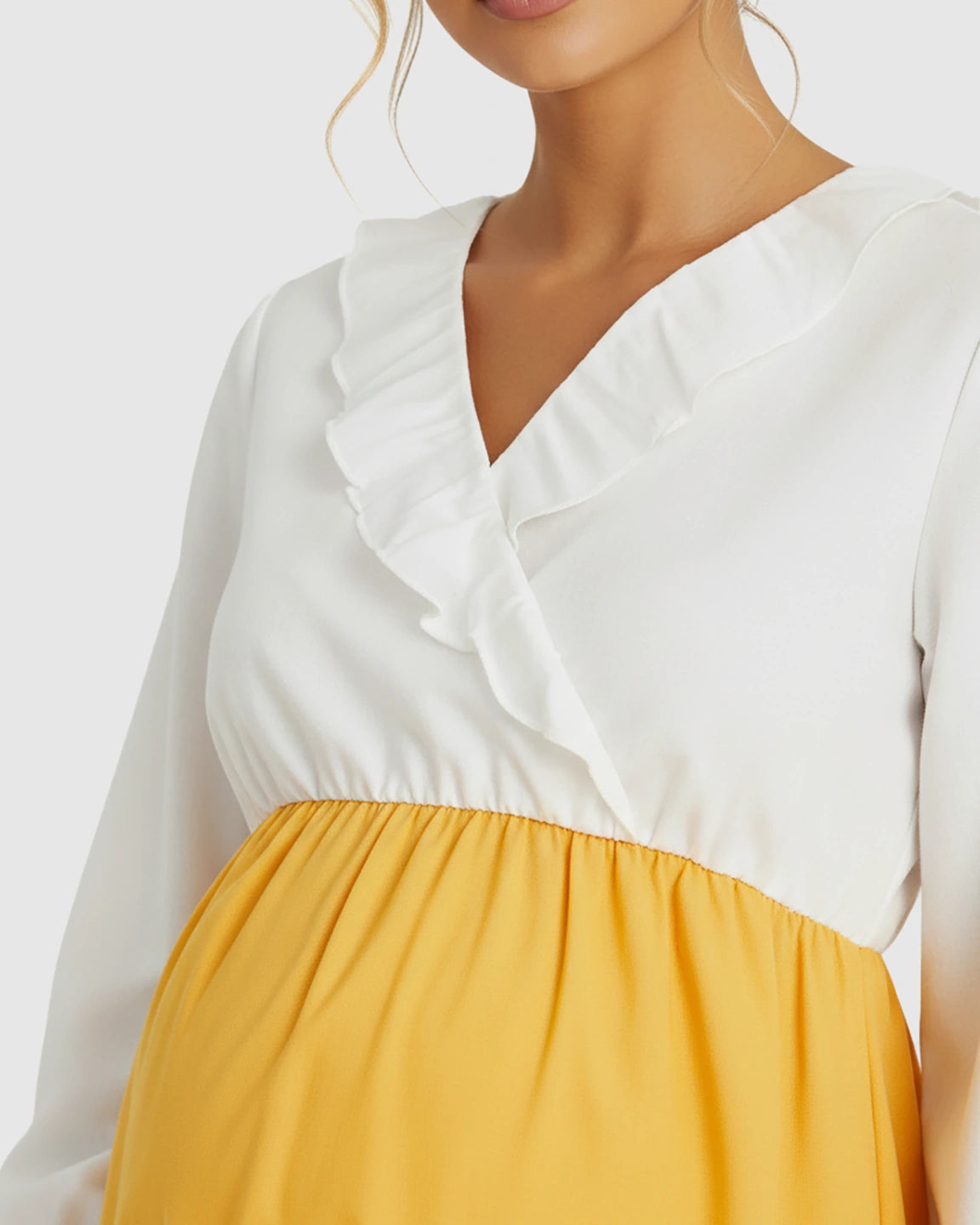 Color-Block V-Neck Nursing & Maternity Dress