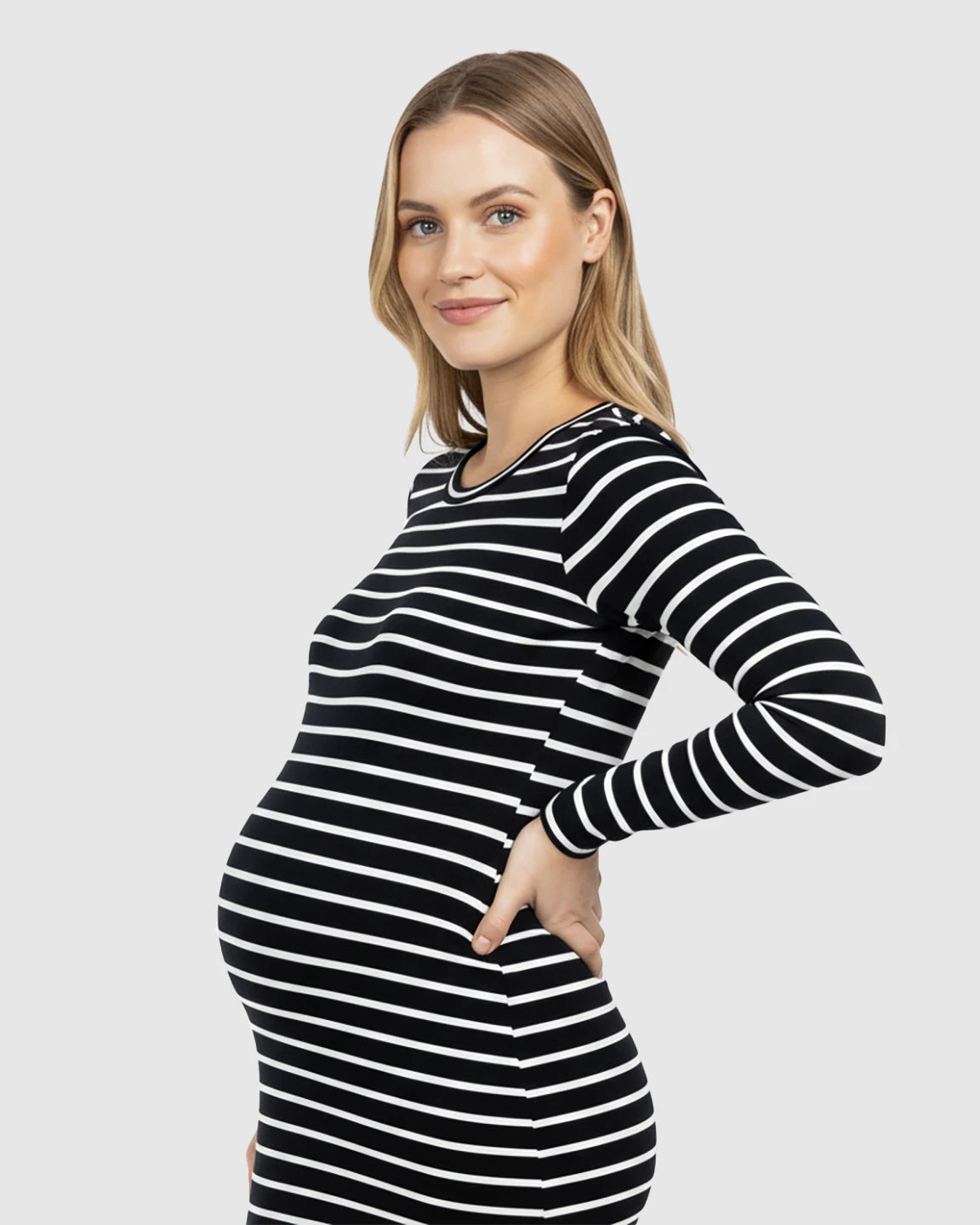 Side Slit Bodycon Maternity Midi Dress
