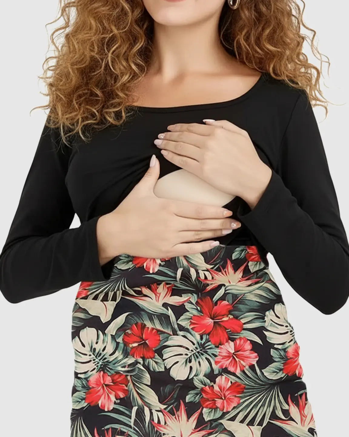 Two-Piece Floral Nursing & Maternity Maxi Dress