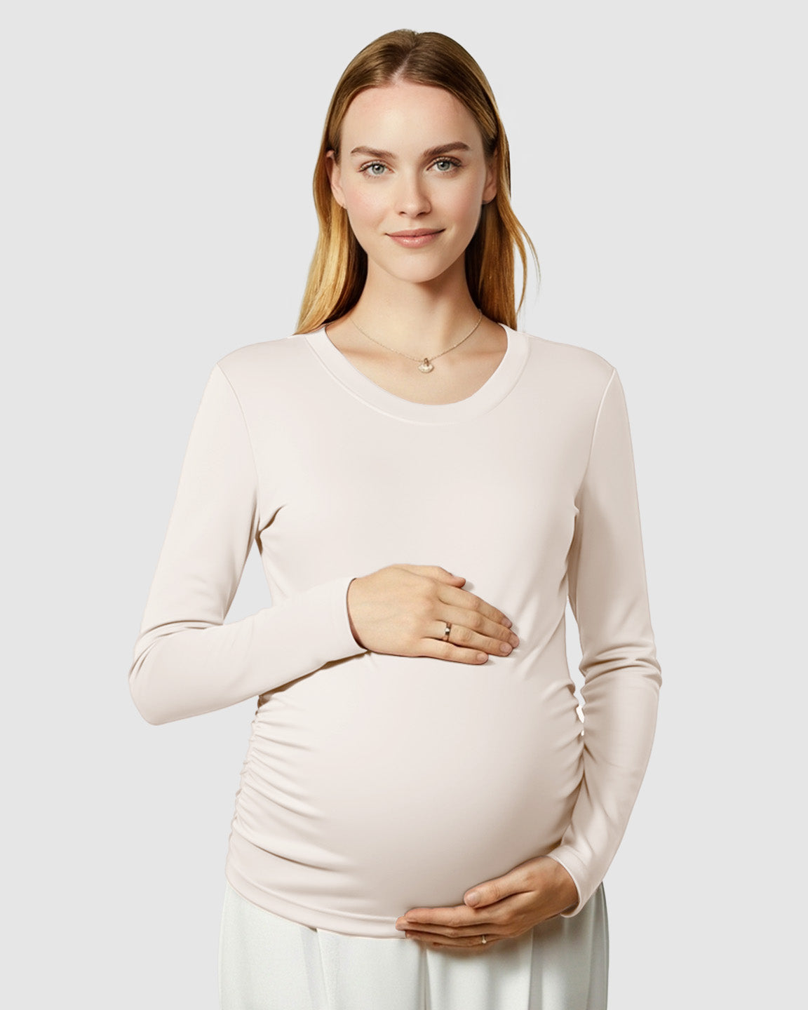 Round Neck Long Sleeve Thermal Maternity Top