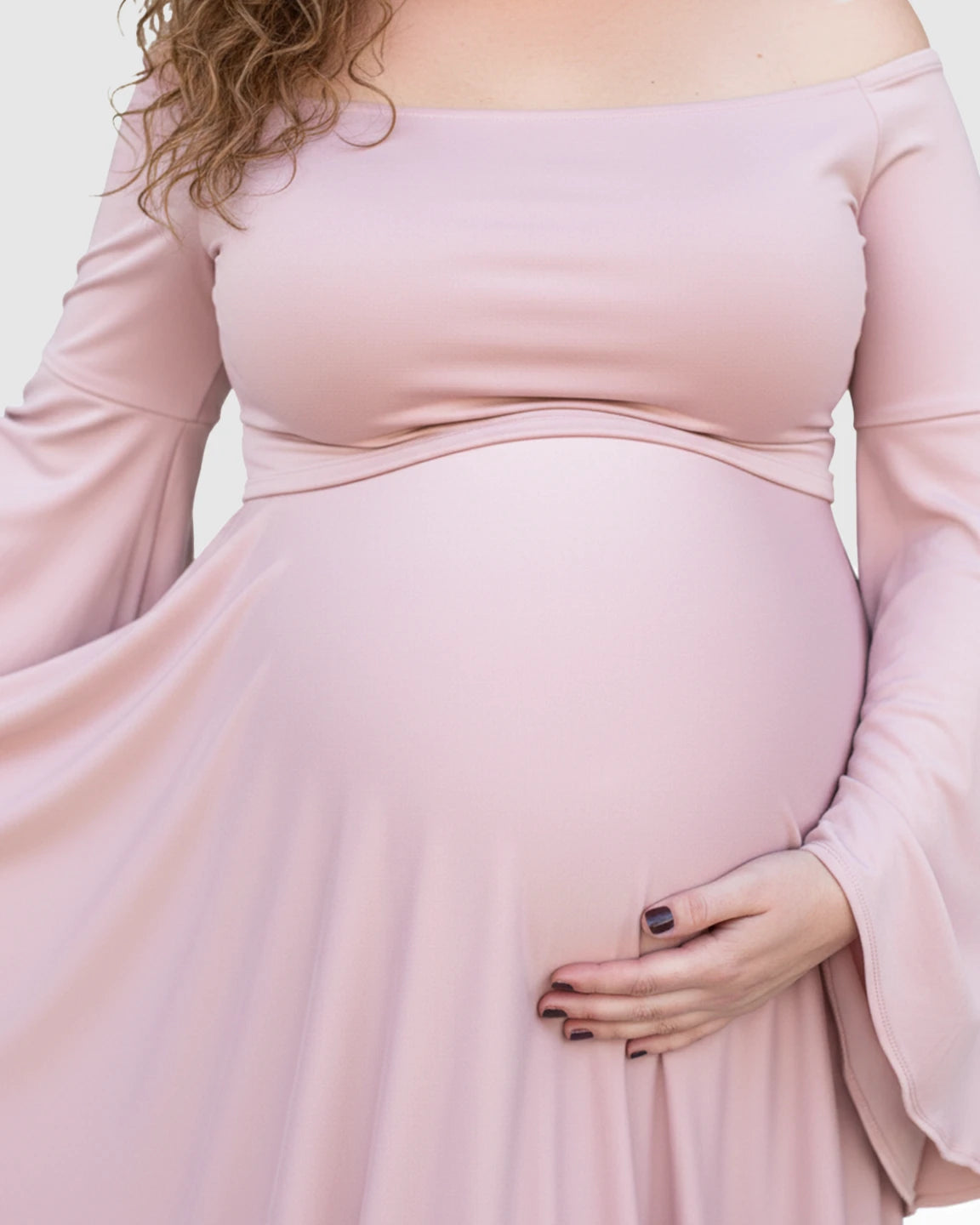 Off-Shoulder Bell Sleeve Boho Maternity Photoshoot Maxi Dress