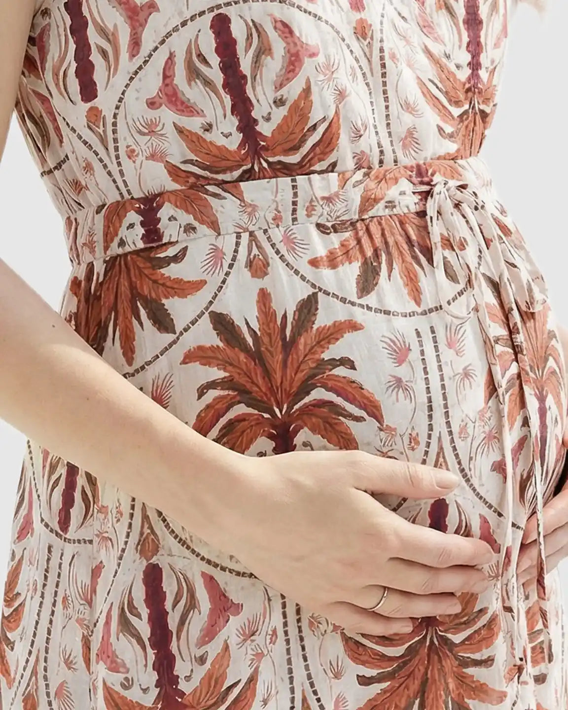 Tie-Waist Flowy Maternity Midi Dress