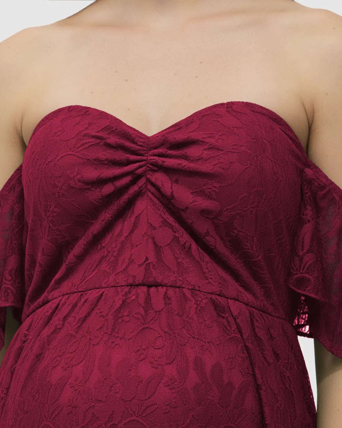 Elegant Lace Off-Shoulder Maternity Photoshoot Dress