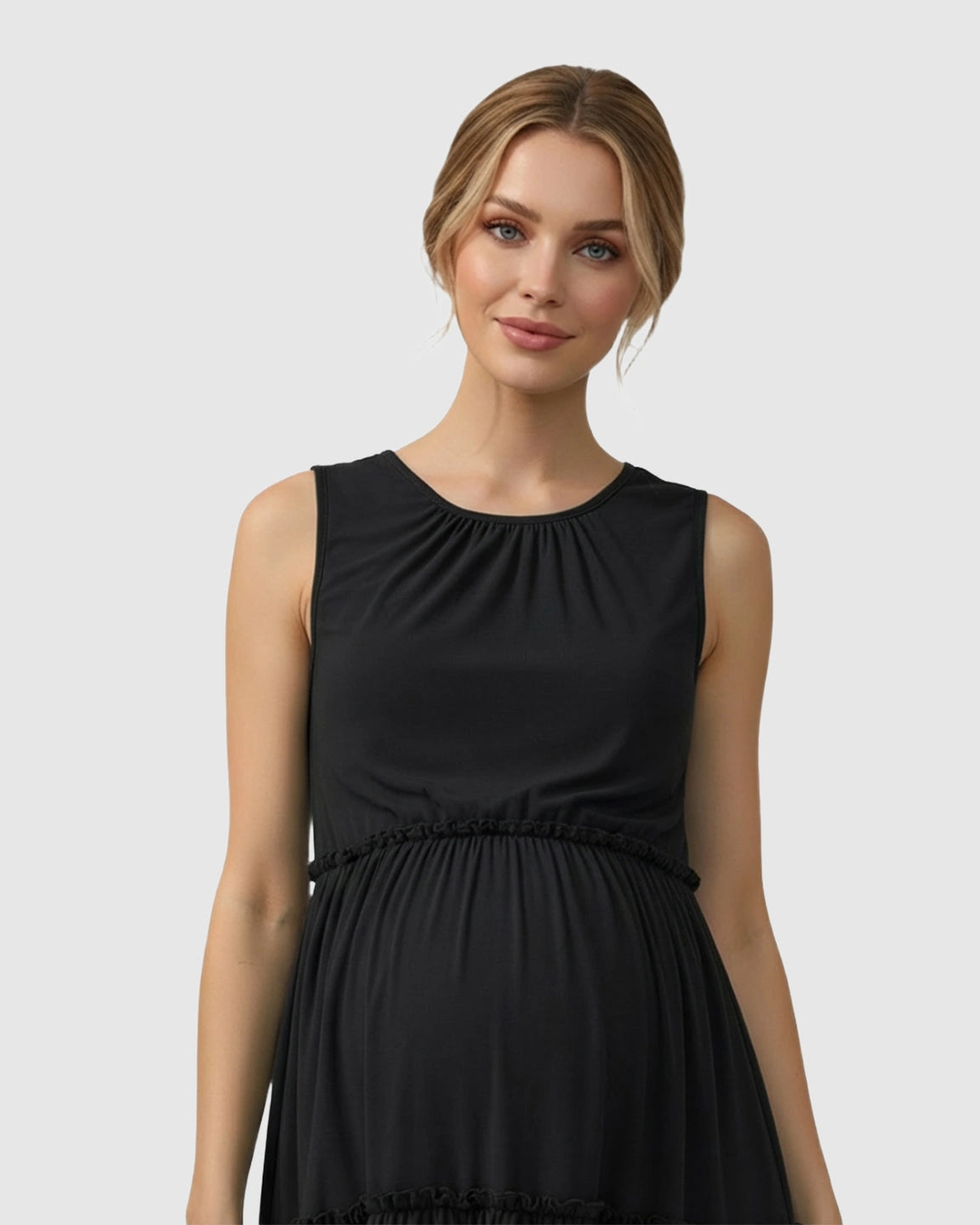 Tiered Ruffle Skirt Casual Maternity Midi Dress