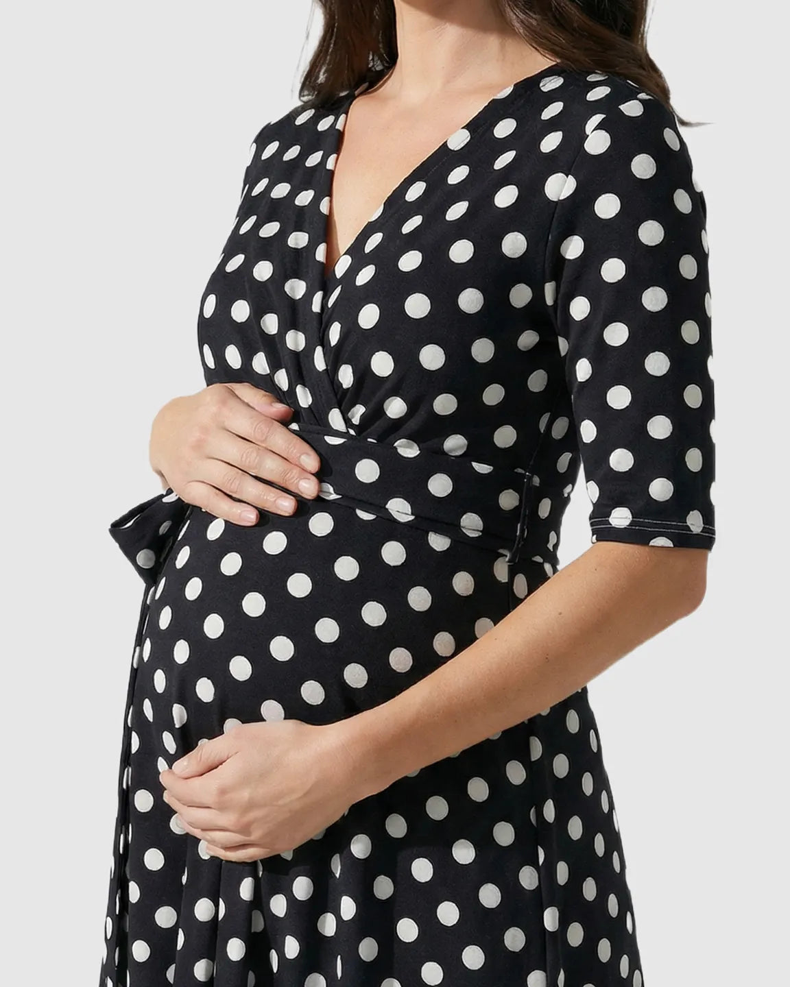 Adjustable Waist Polka Dot Maternity Short Dress