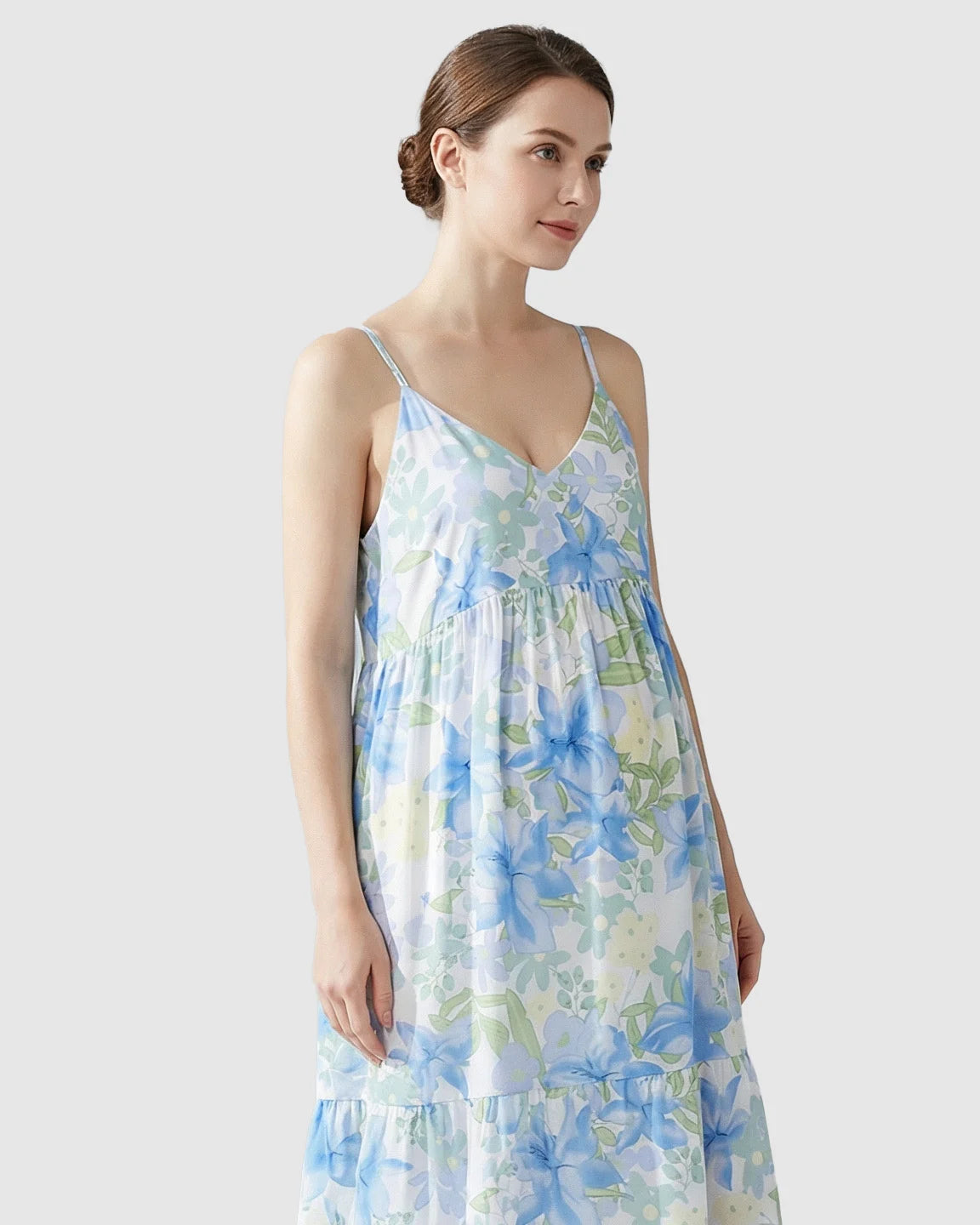 Floral Print Empire Waist Maternity Nightgown