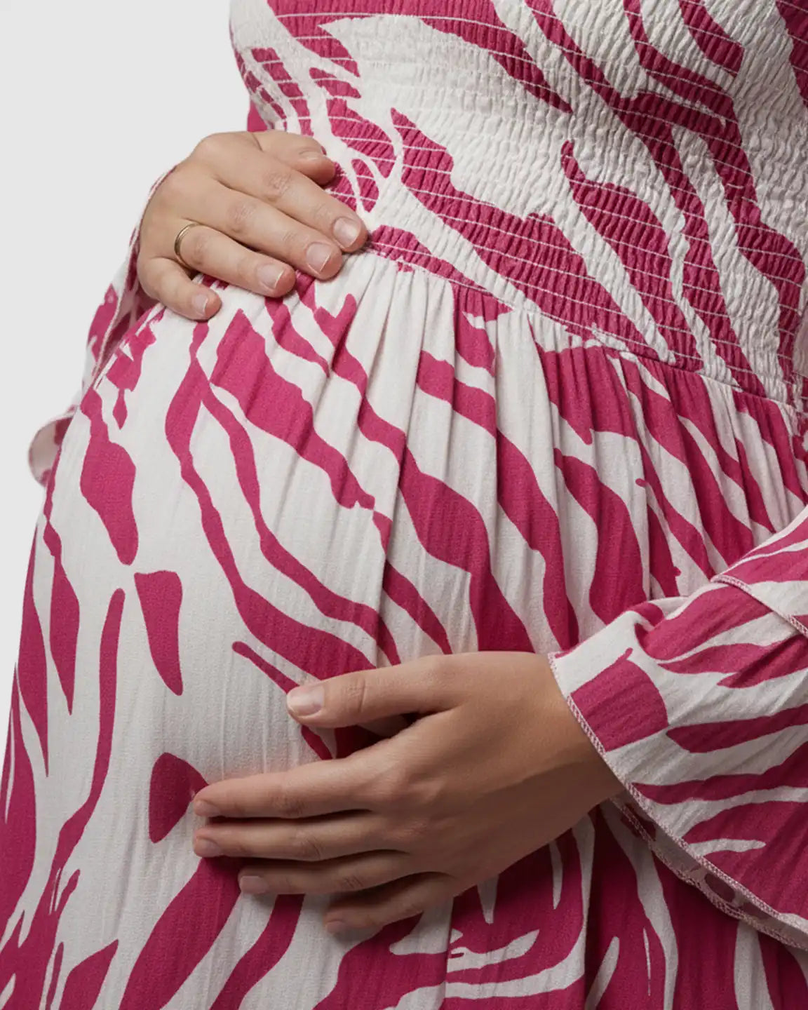 Smocked Waist Boho Maternity Maxi Dress