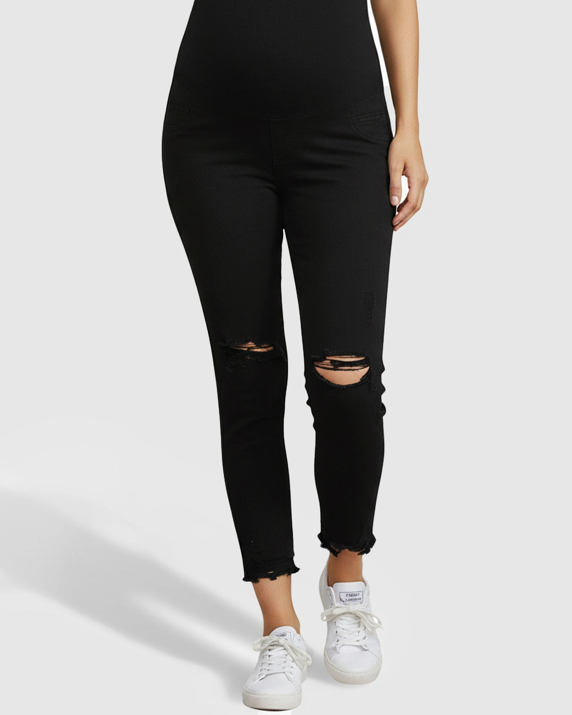 Ripped with Support-Panel Maternity Skinny Jeans