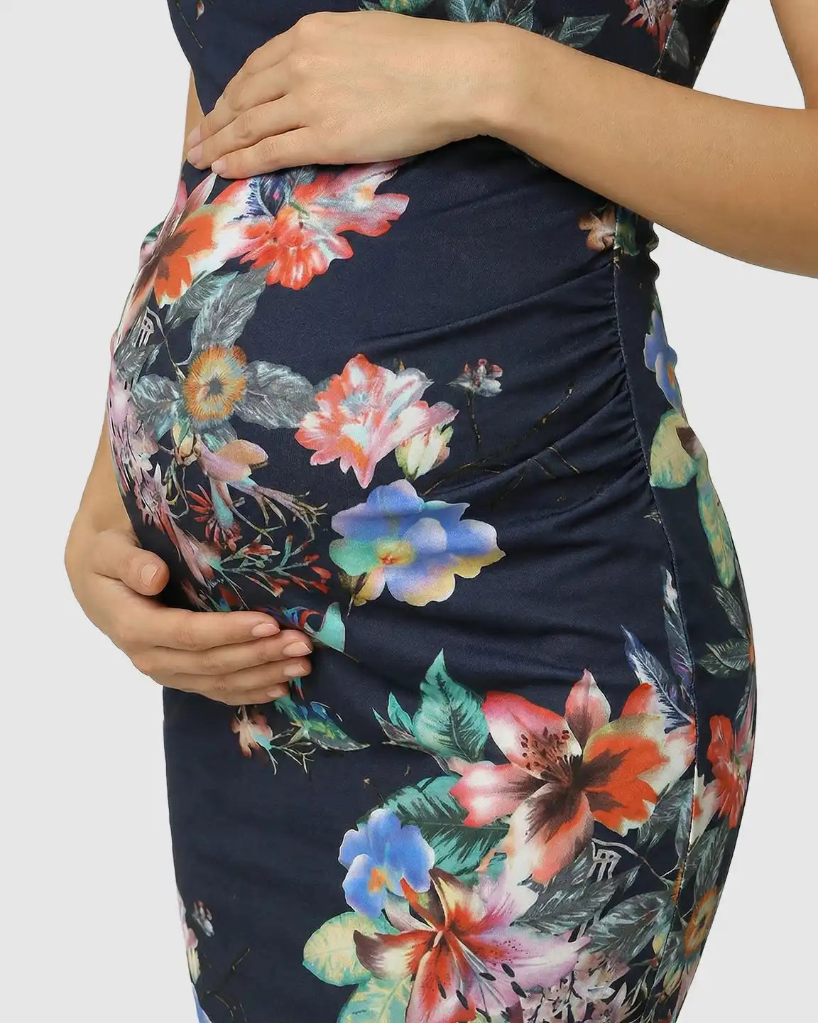 Side Ruched Bodycon Maternity Short Dress