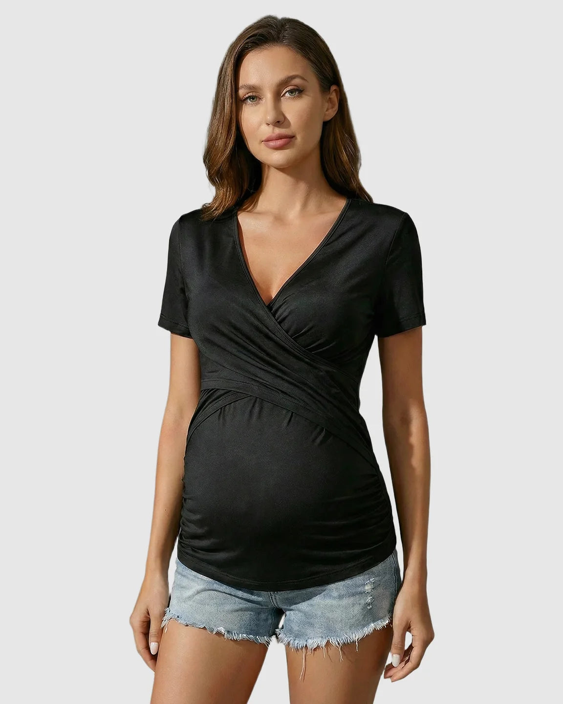 Crossover Waist Bodycon Maternity Top