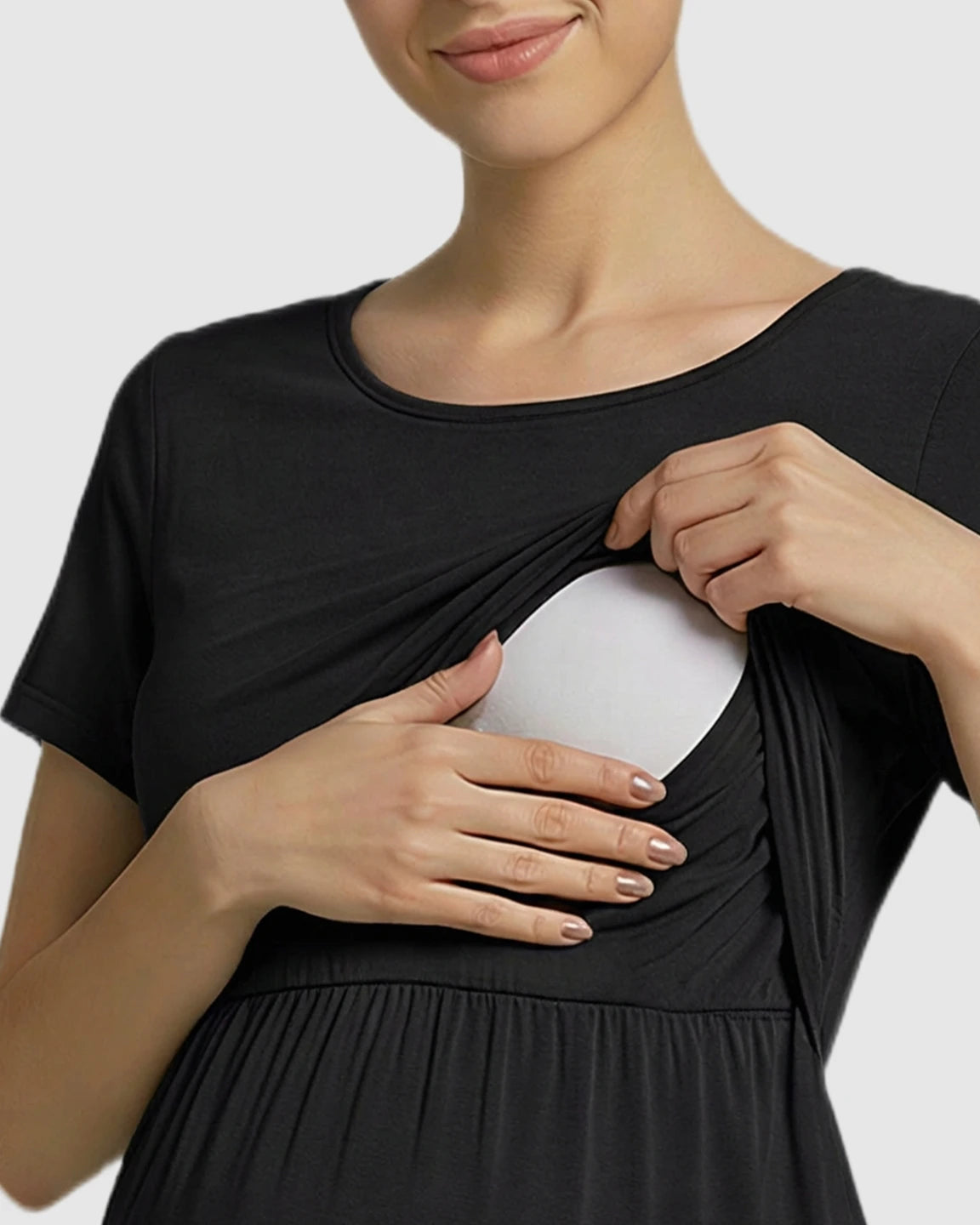 Double-Layer Nursing Front Relaxed Maternity Dress