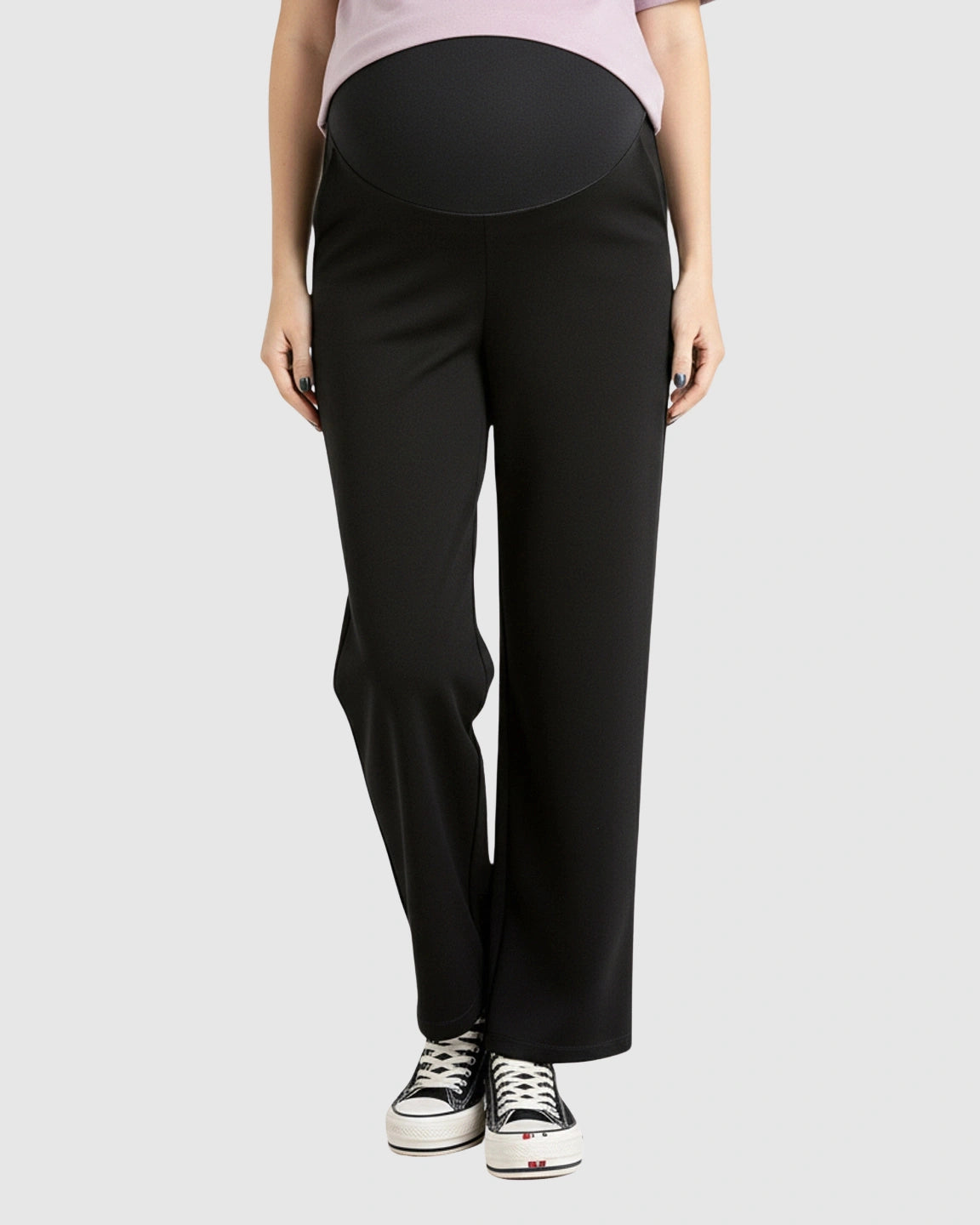 Silky Wide-Leg Belly Support Maternity Pants