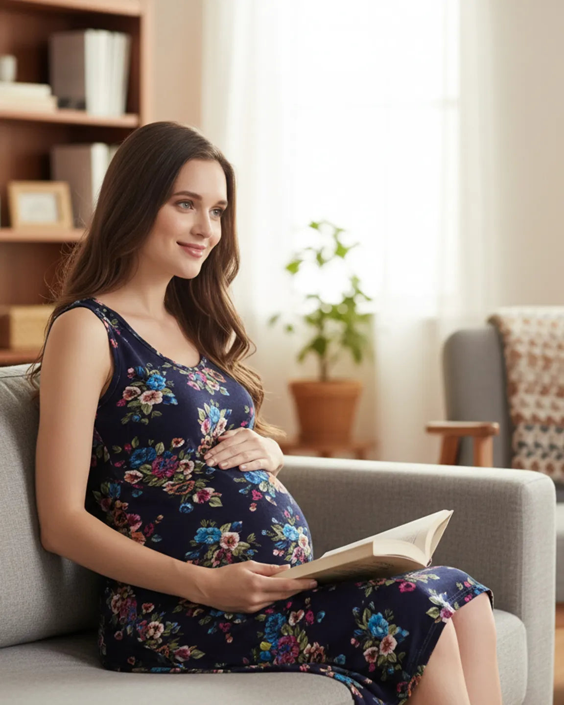 Floral Print Modal Stretch Nursing & Maternity Dress