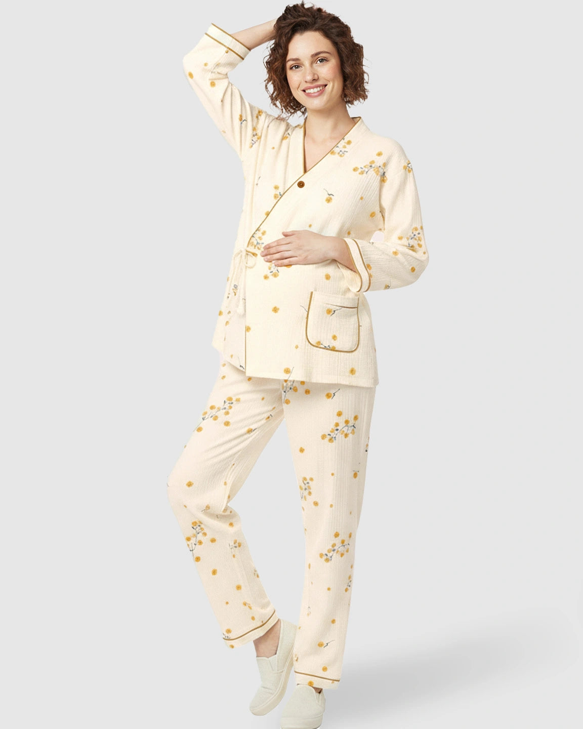 Lightweight Cotton Muslin Japanese Kimono-Style Lounge Set