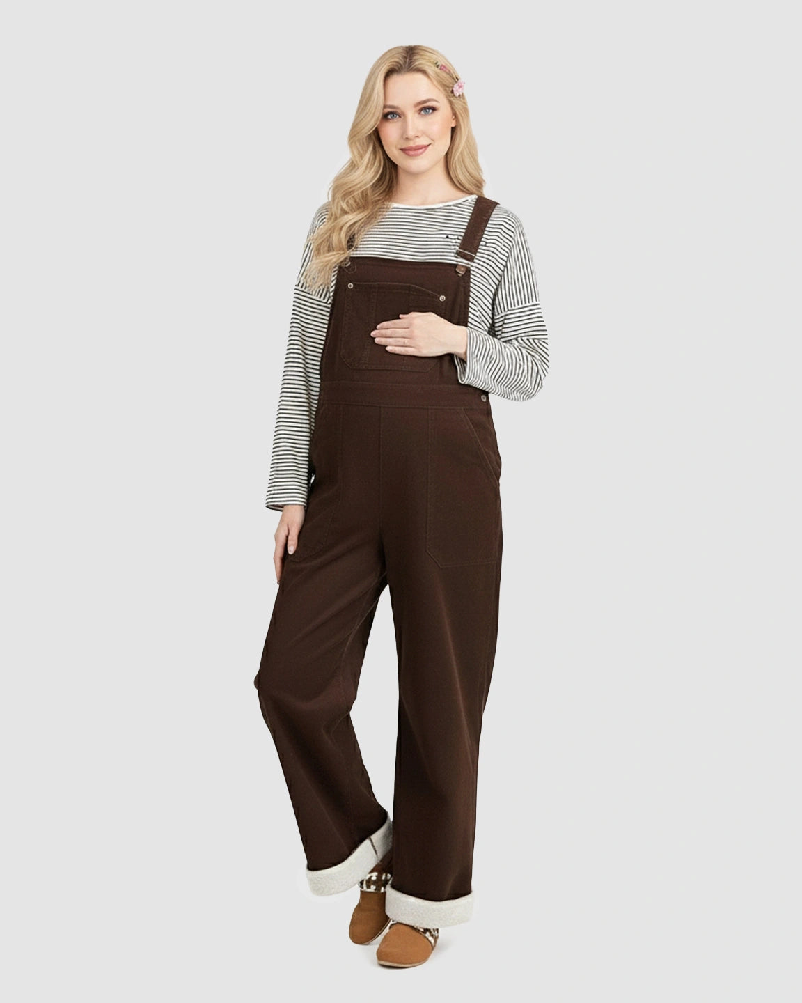 Fleece-Lined Corduroy Maternity Overalls