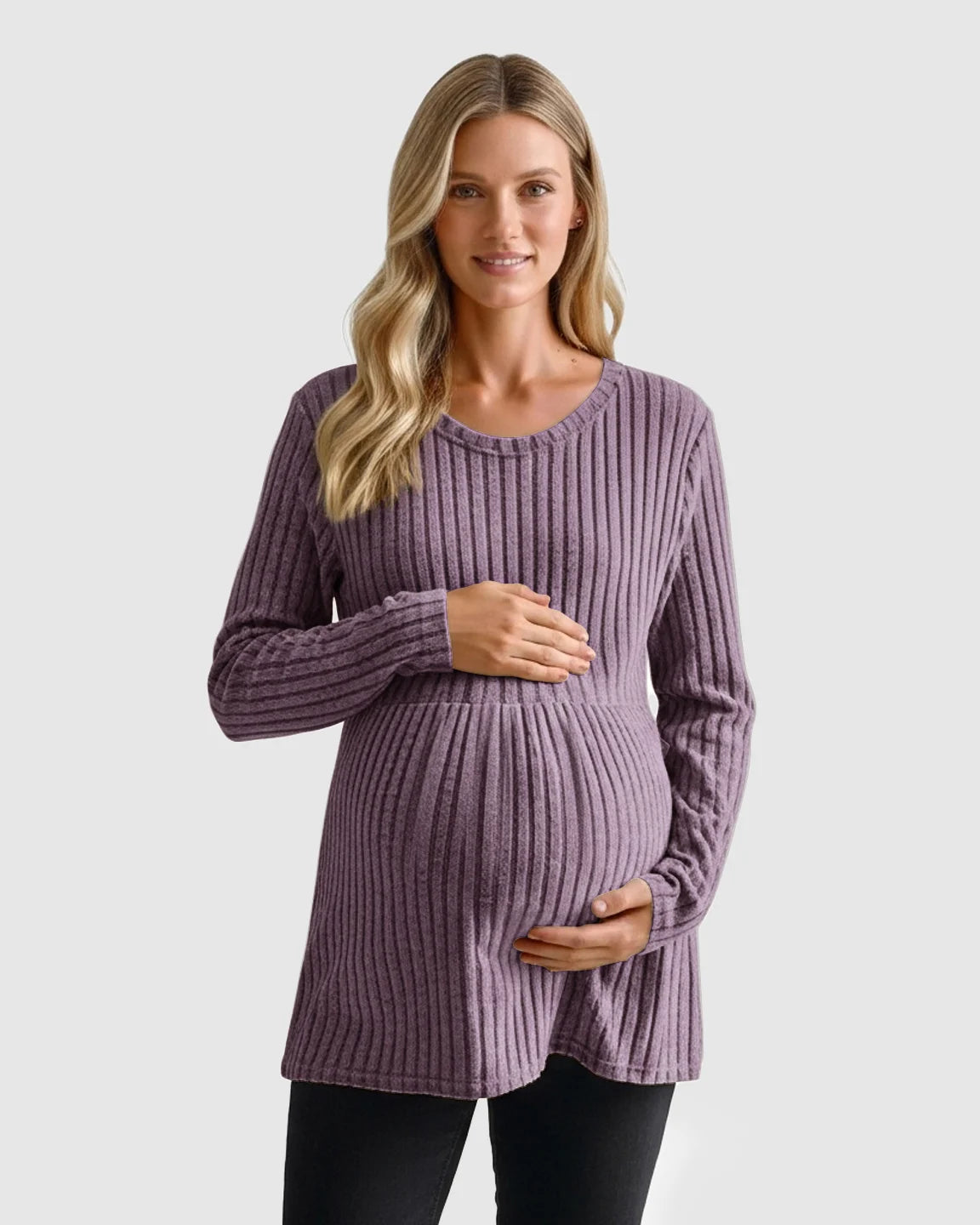Soft Ribbed Long Sleeve Maternity Top