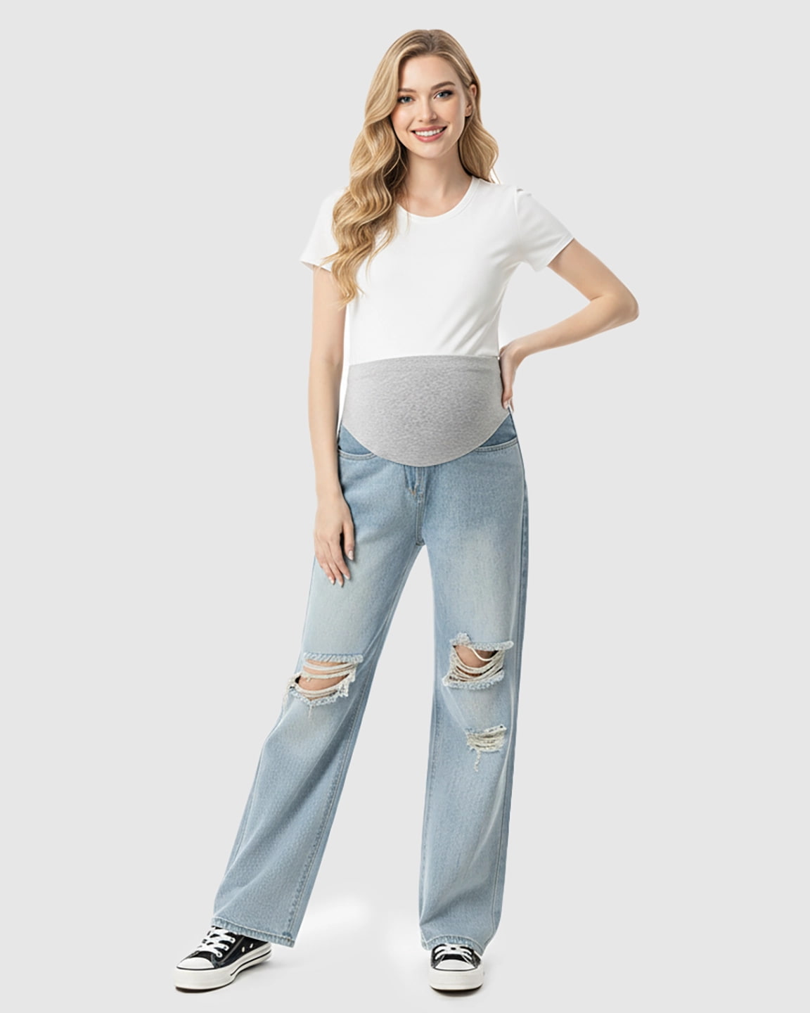Distressed Baggy Maternity Jeans