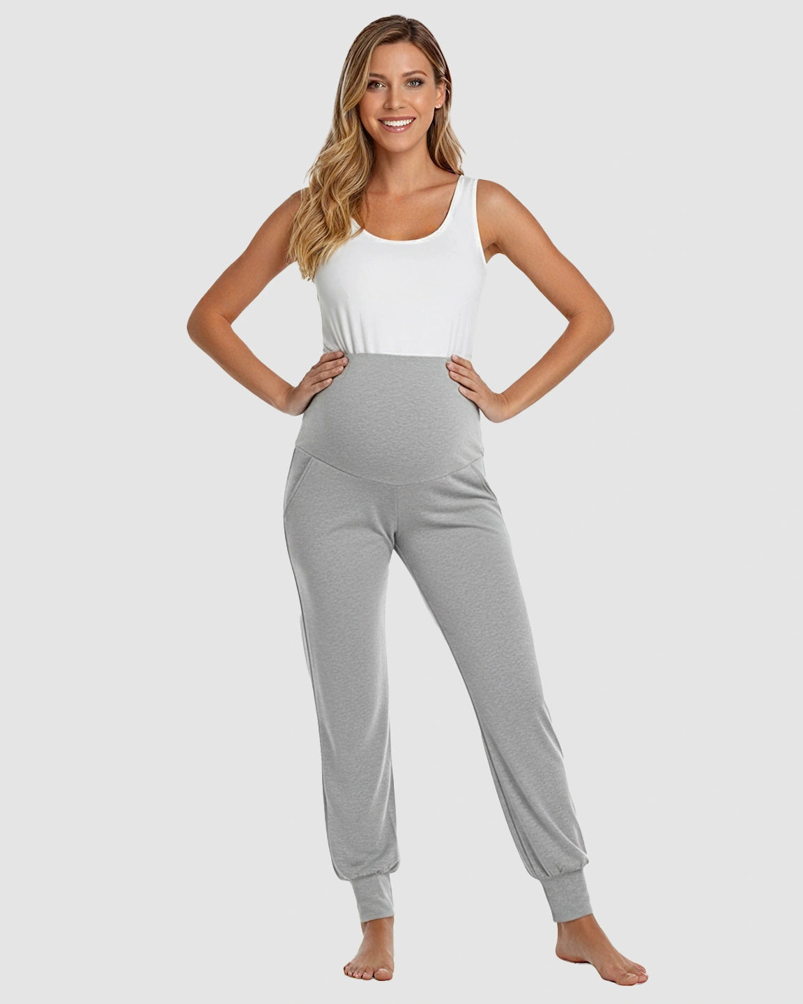 Ankle-Cuffed Elastic Maternity Pants