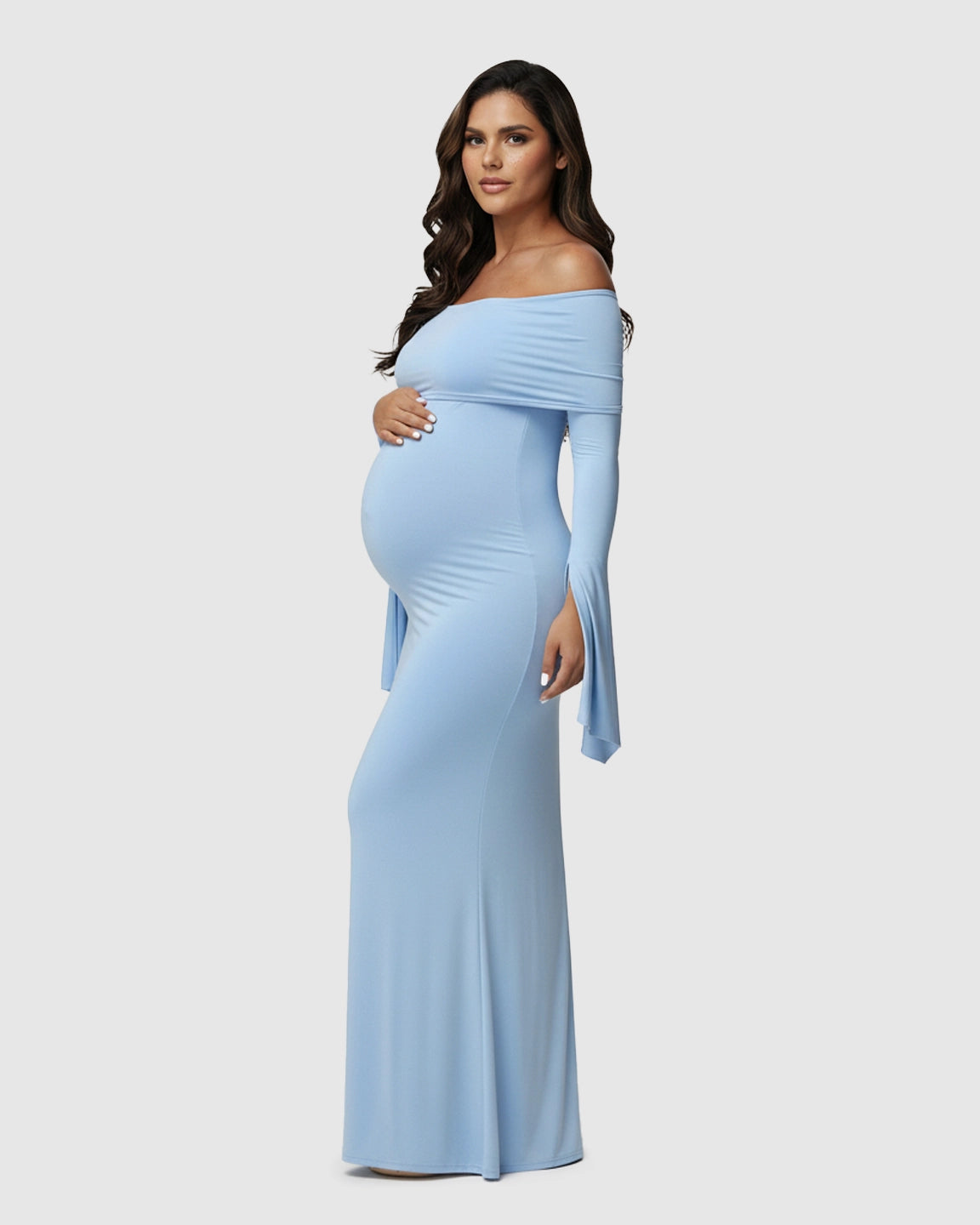 Off-Shoulder Bodycon Maternity Maxi Dress