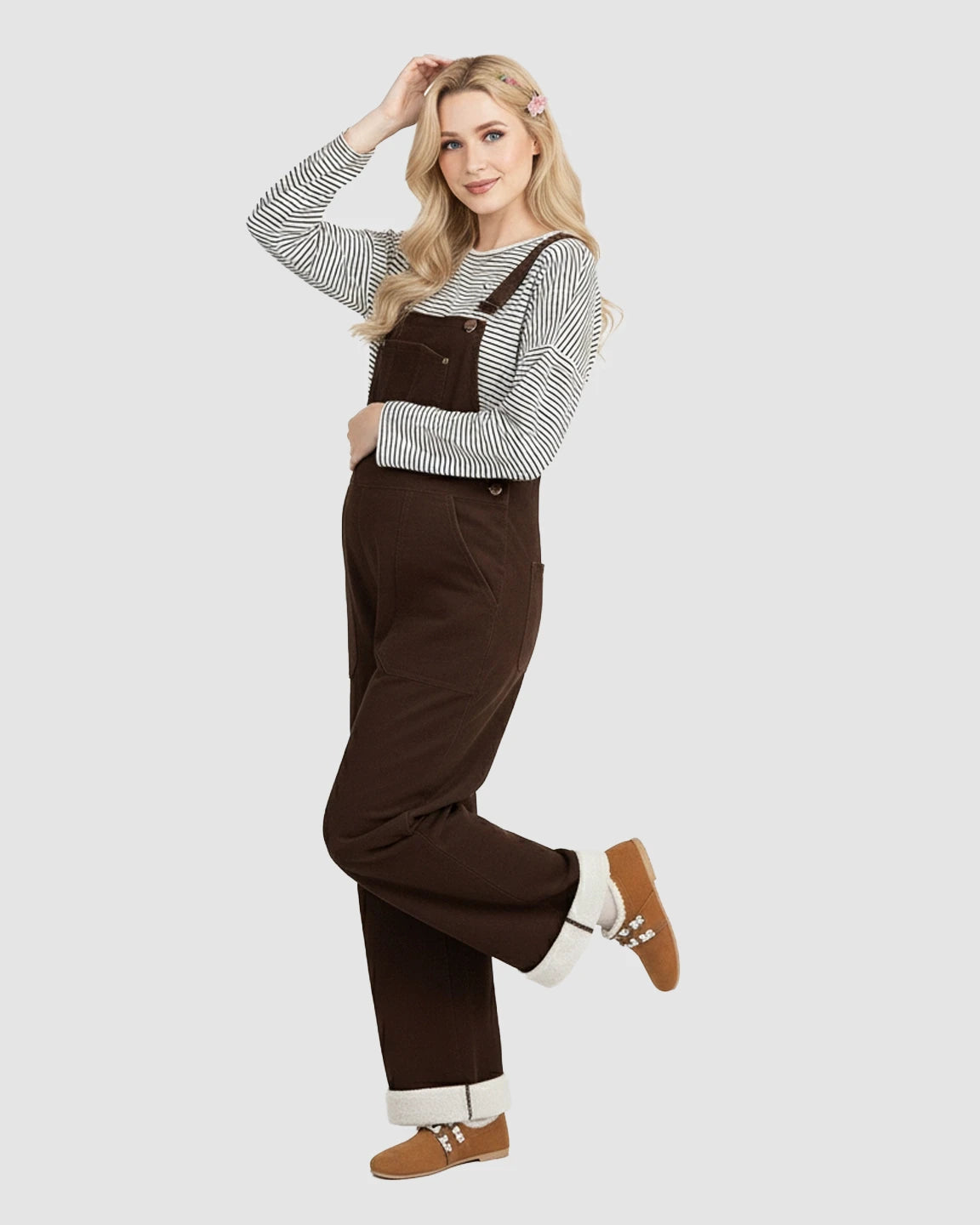 Fleece-Lined Corduroy Maternity Overalls