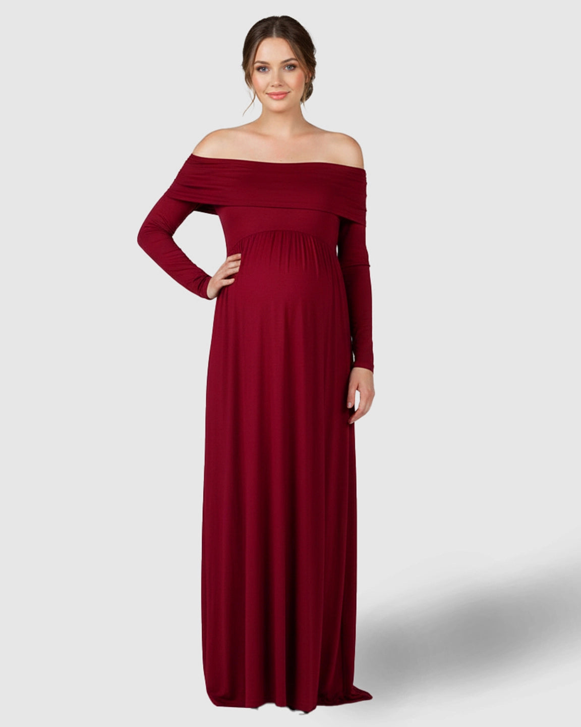 Off-Shoulder Floor-Length Maternity Gown