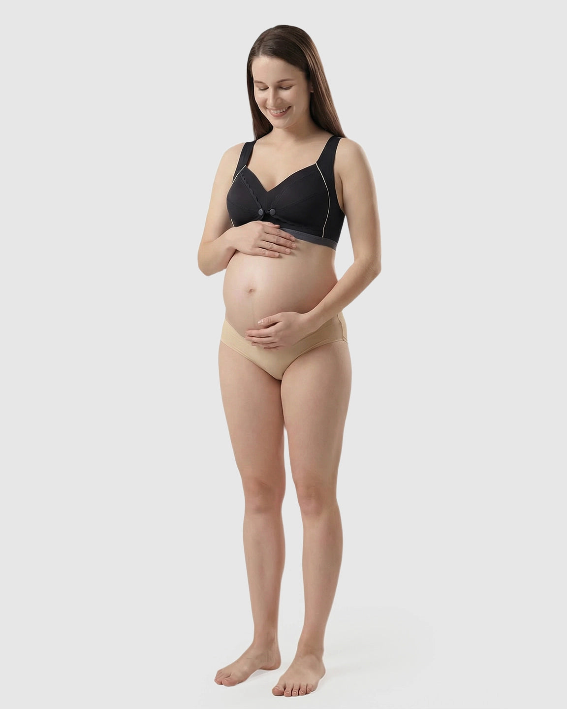 Scalloped V-Neck Contrast Trim Nursing Bra