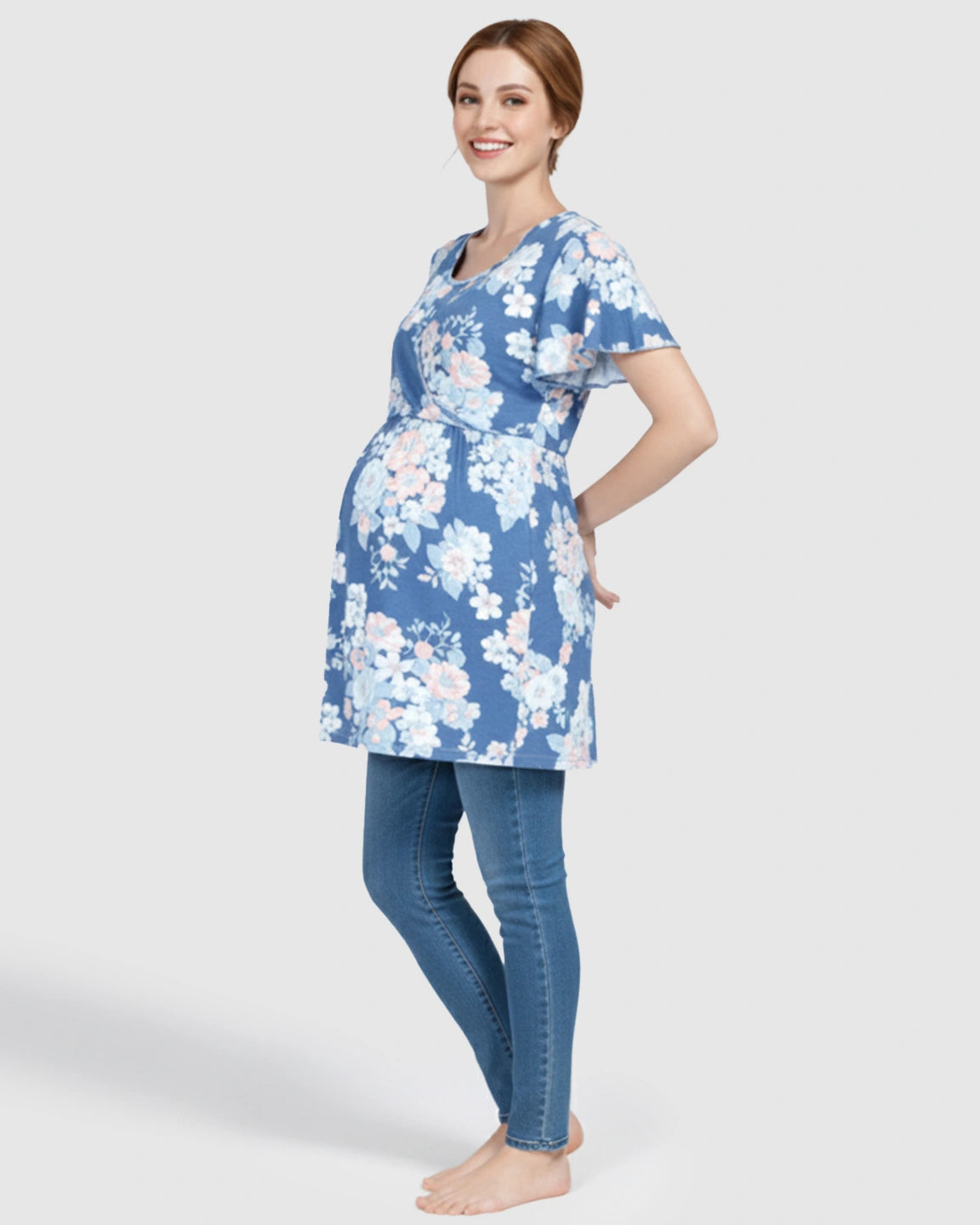 Floral Modal Stretch Nursing & Maternity T-Shirt