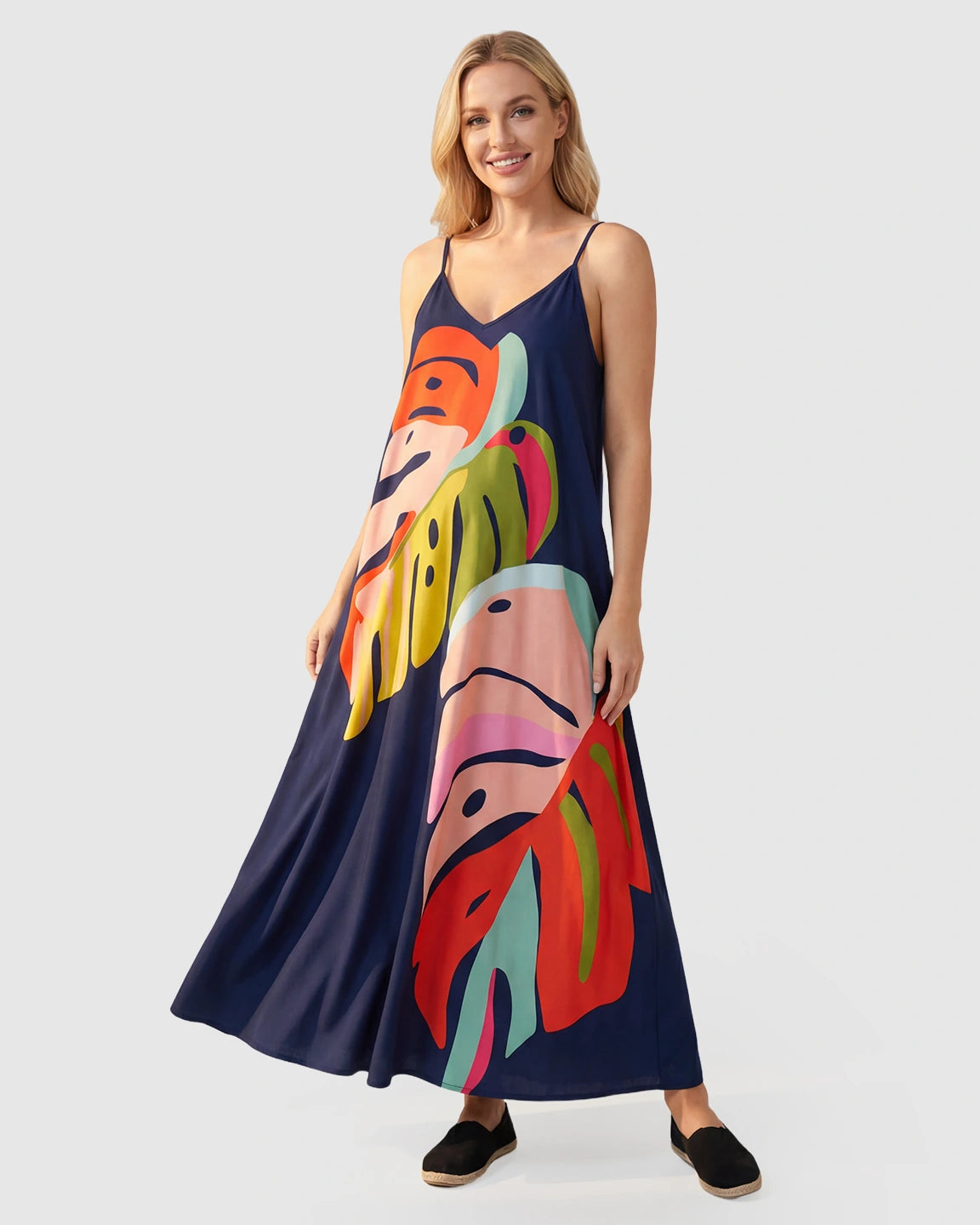 Sleeveless Sling Strap Maternity Maxi Dress