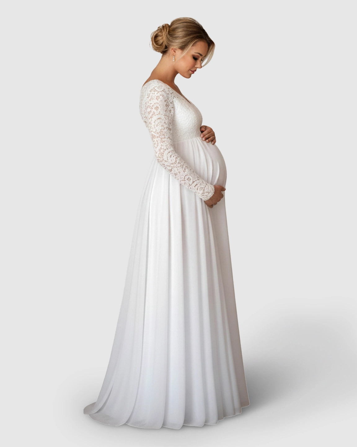 Open-Back Flowing Maternity Bridal Gown