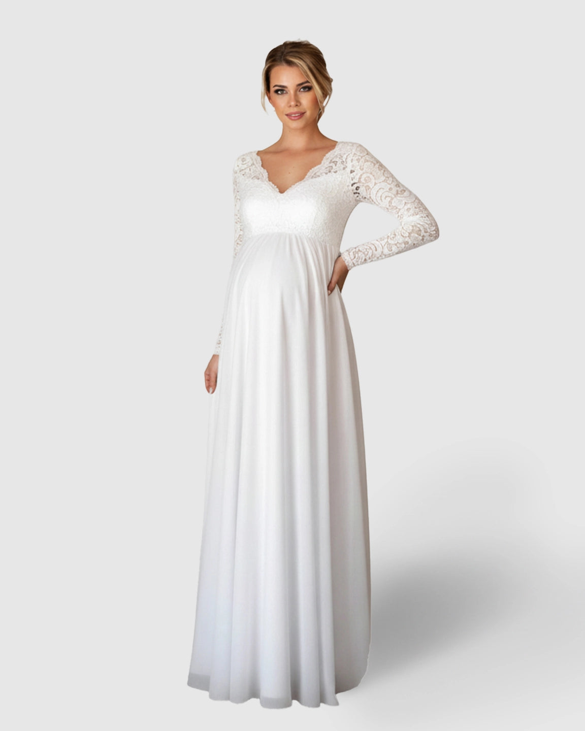 Open-Back Flowing Maternity Bridal Gown