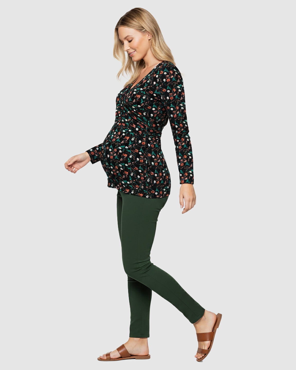Floral V-Neck Stretch Maternity Top