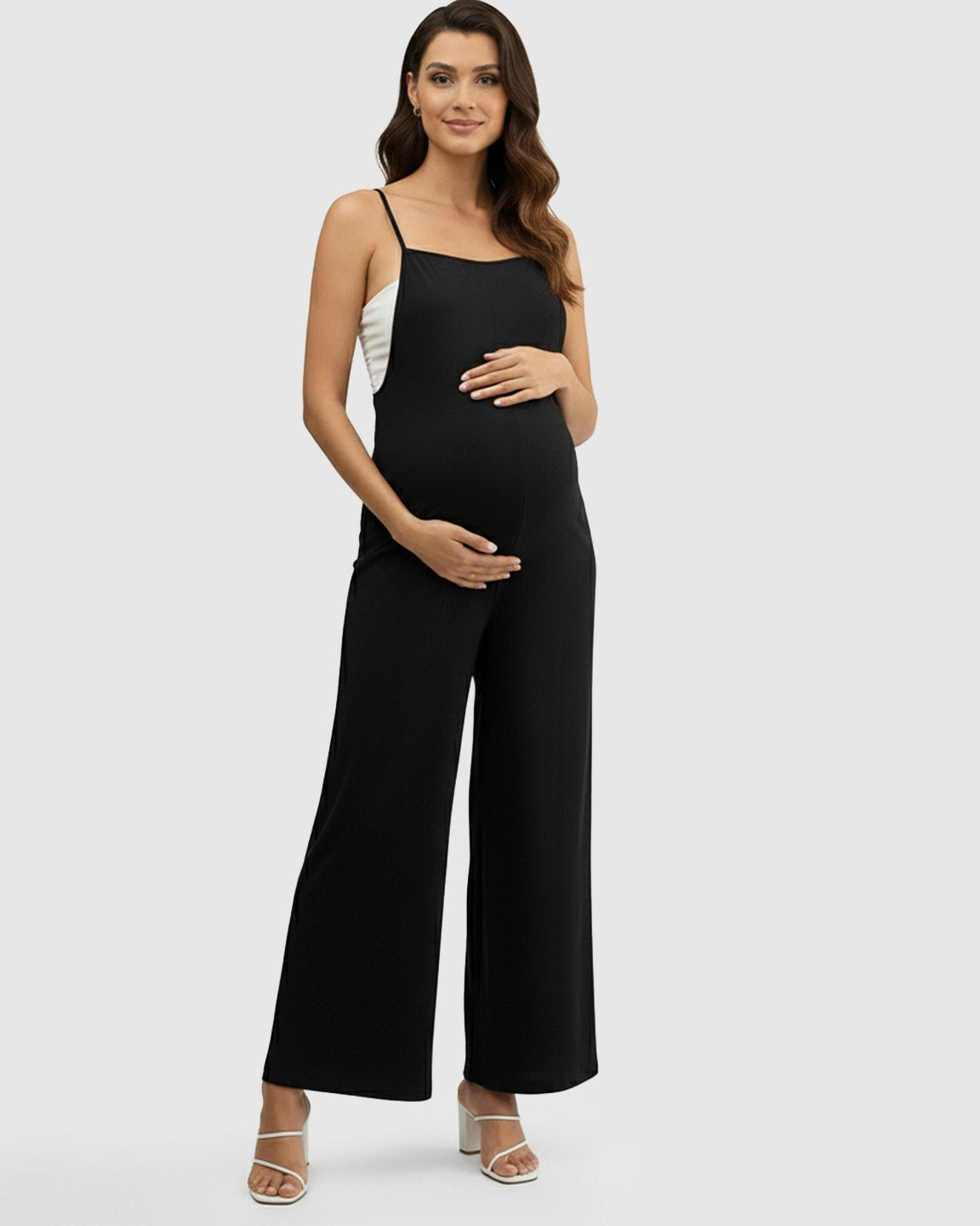 Spaghetti Strap Wide-Leg Maternity Jumpsuit