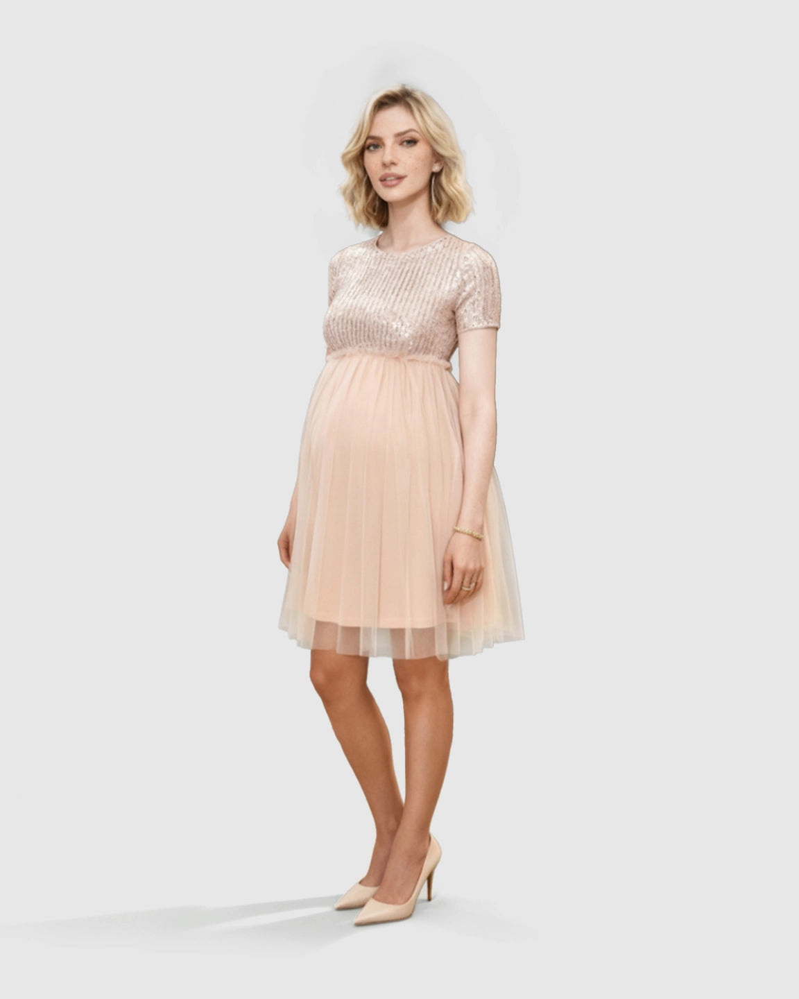 Sequin Empire-Waist Maternity Midi Dress