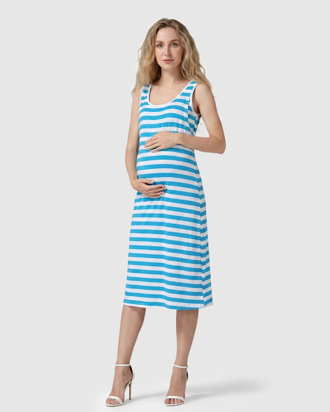 Modal Comfort Striped Nursing & Maternity Midi Dress