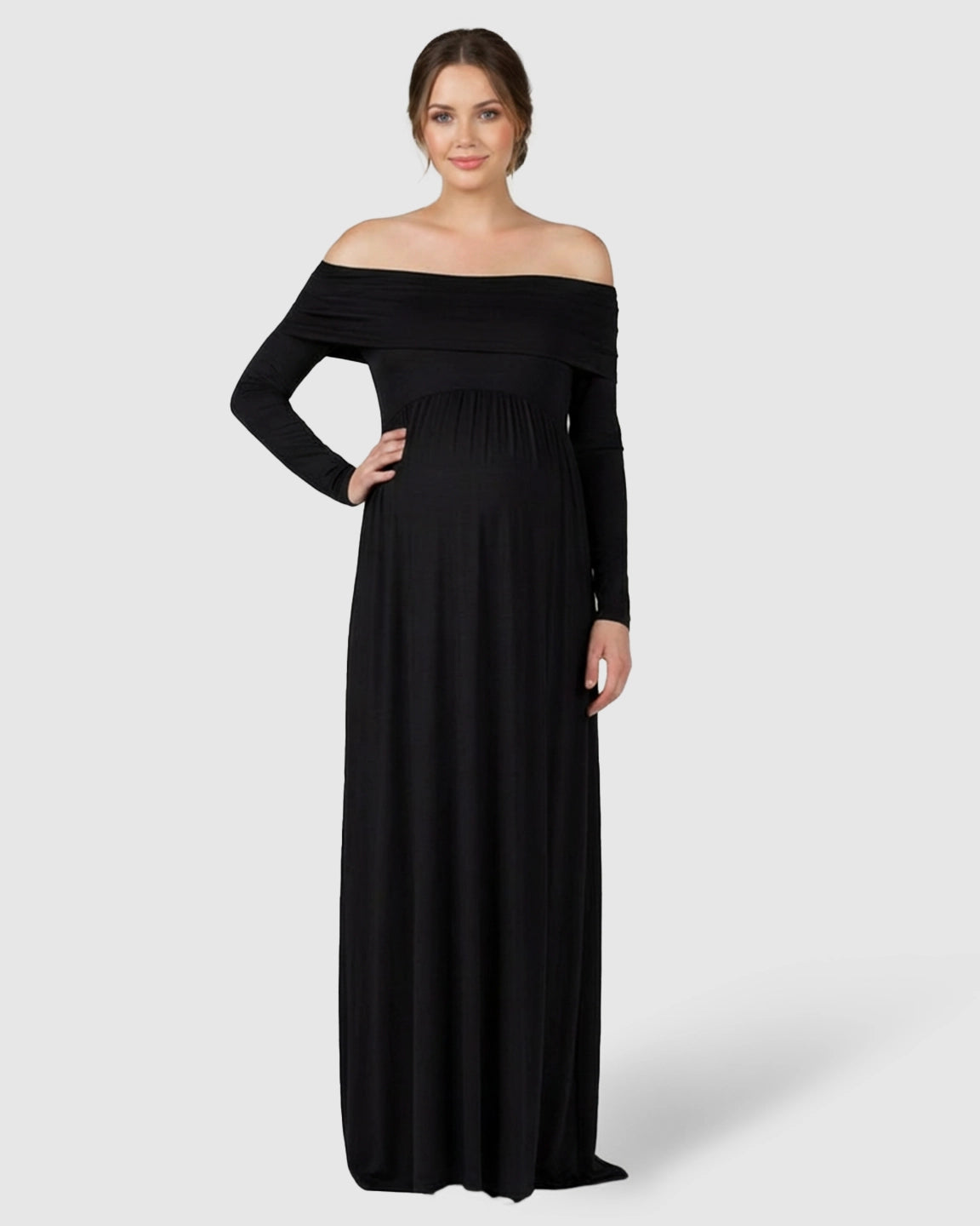 Off-Shoulder Floor-Length Maternity Gown