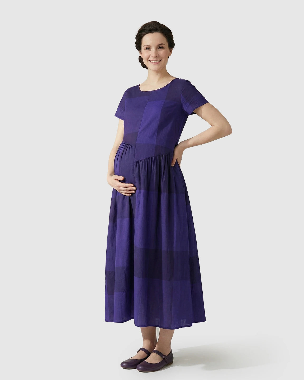 Plaid Swing Maternity Maxi Dress