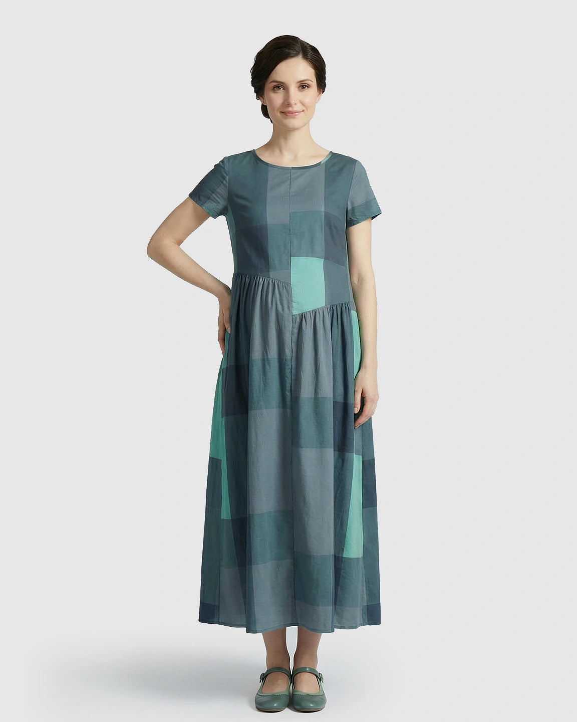 Plaid Flowy Maternity Maxi Dress