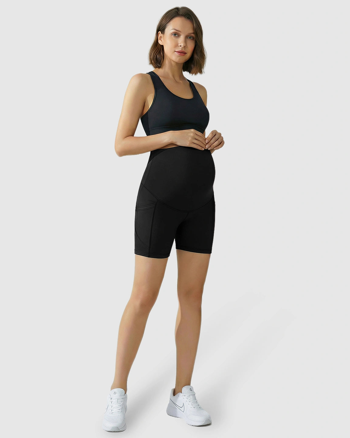 High-Waist Supportive Maternity Shorts
