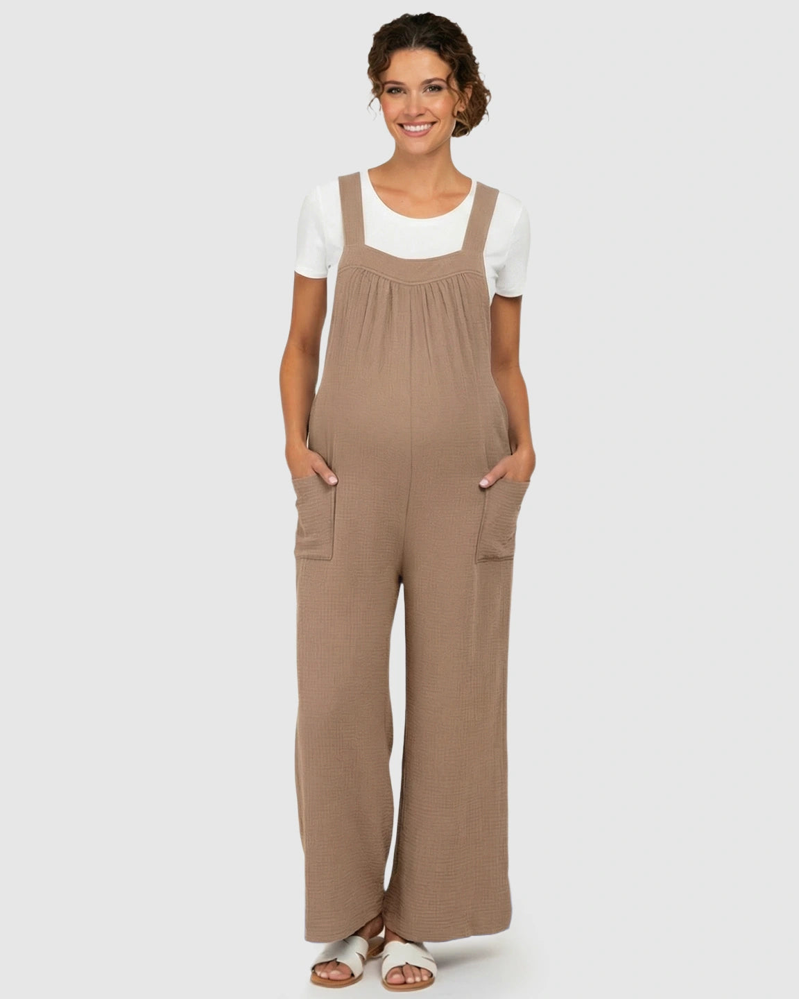 Tie-Back Wide-Leg Maternity Jumpsuit