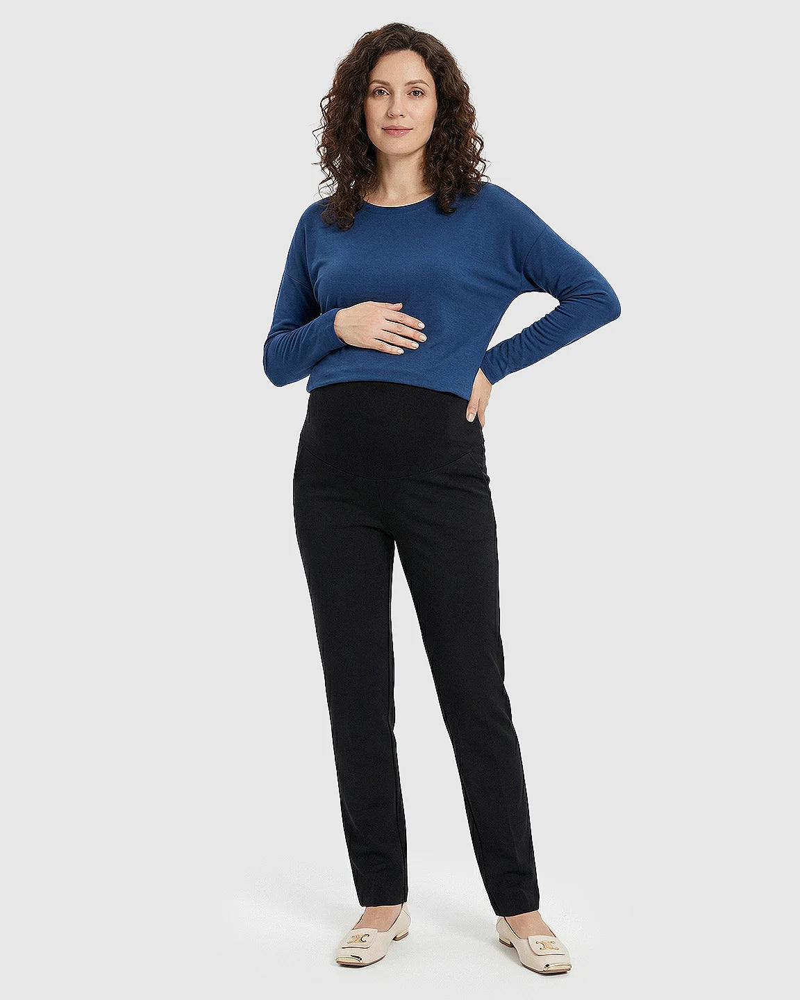 High-Waist Cigarette Cut Maternity Trousers