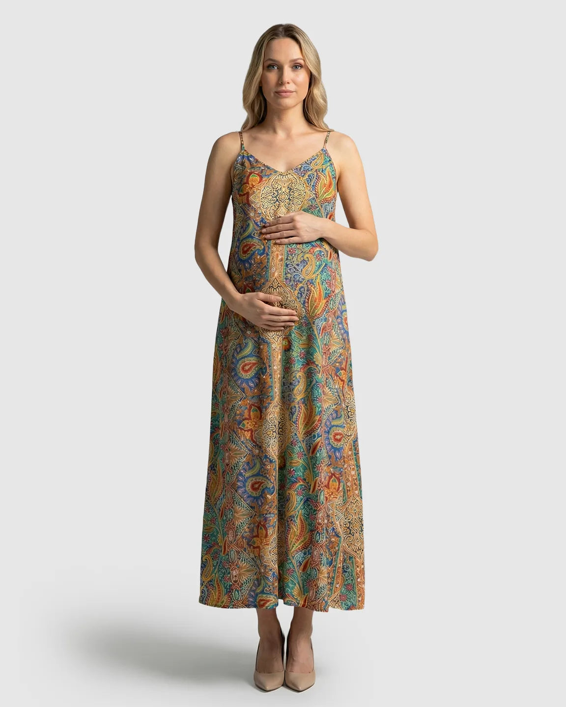 Sling Sleeveless Bohemian Flowy Maternity Maxi Dress