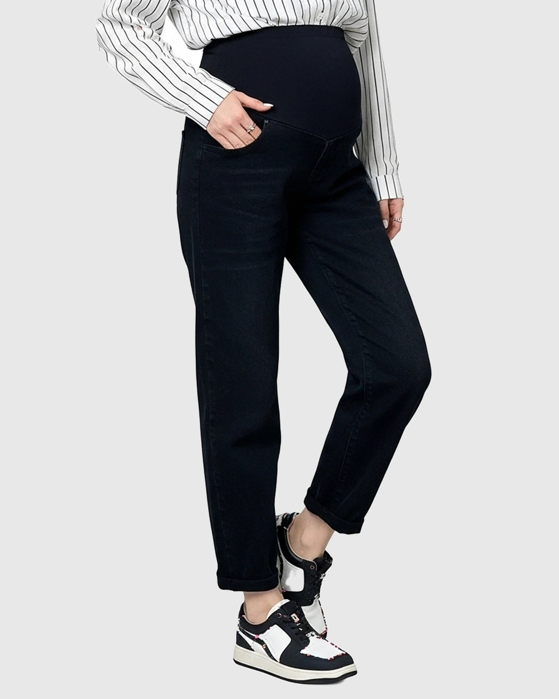 High-Waist Belly-Support Maternity Denim Jeans