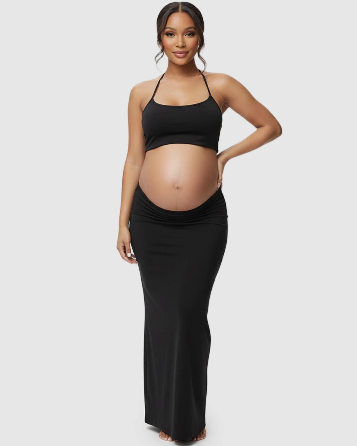 Butt-Lifting Halter Neck Bodycon Maternity Photoshoot Gown